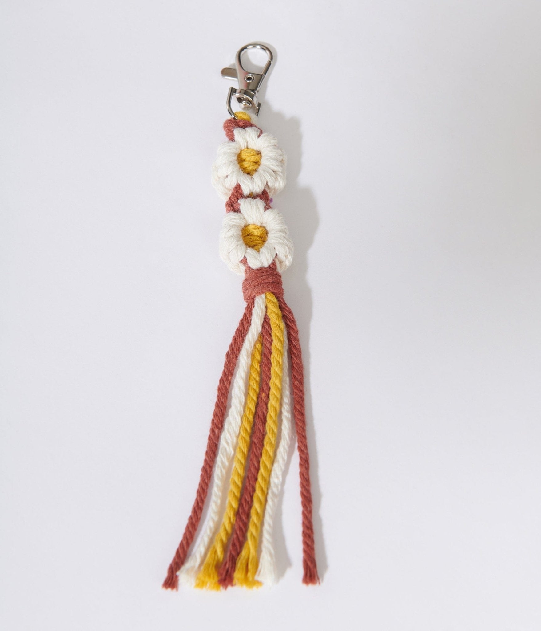 Vibrant Red & Yellow Daisy Keychain - Cute Floral Keyring for Women, Girls, Gifts - Perfect for Keys, Bags, Backpacks & Everyday Carry