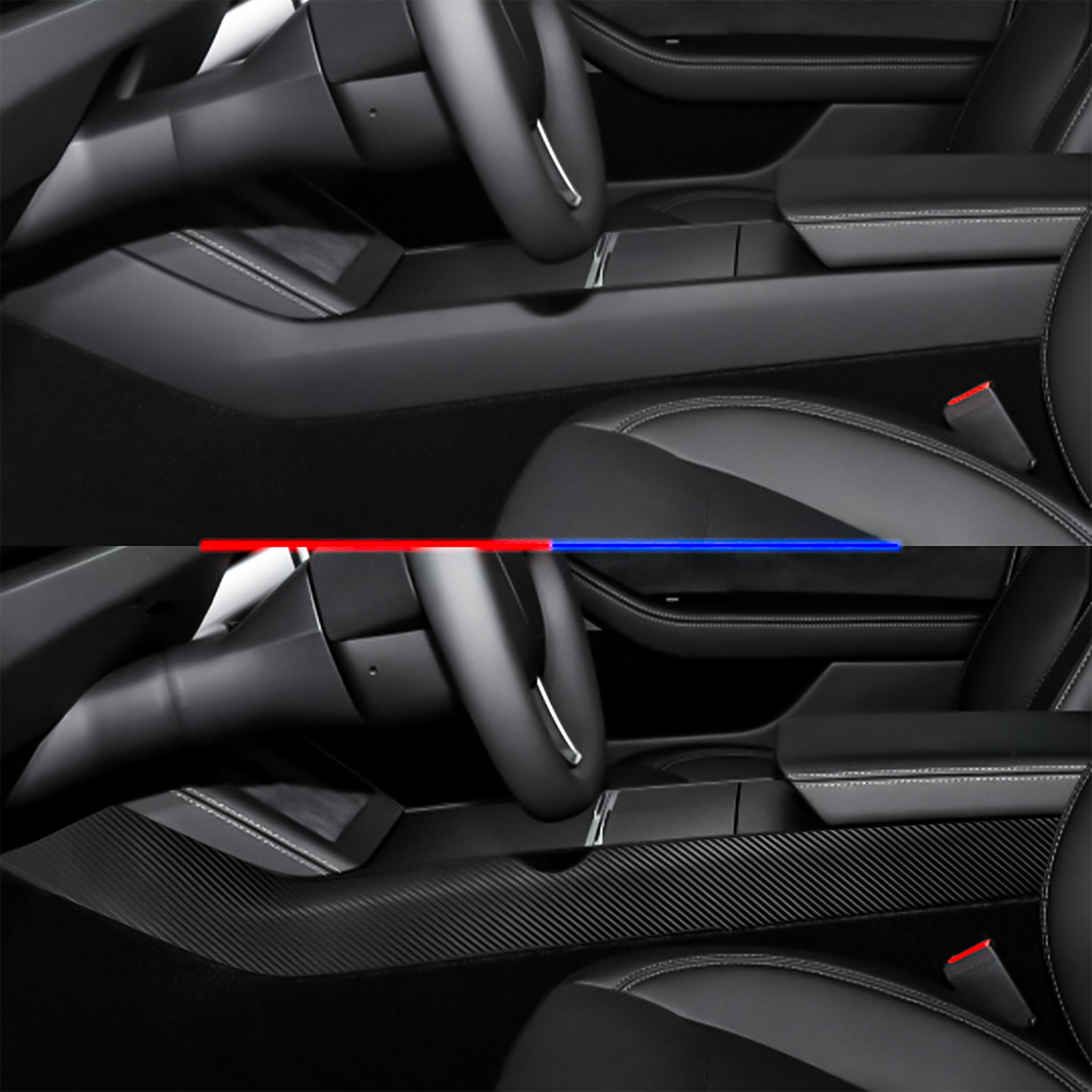 Premium Real Carbon Fiber Center Console Side Panel Covers for Tesla Model 3 Highland 2024+ (2-Piece Set) - Enhance Interior Style & Protect from Scratches for Daily Driving & Road Trips
