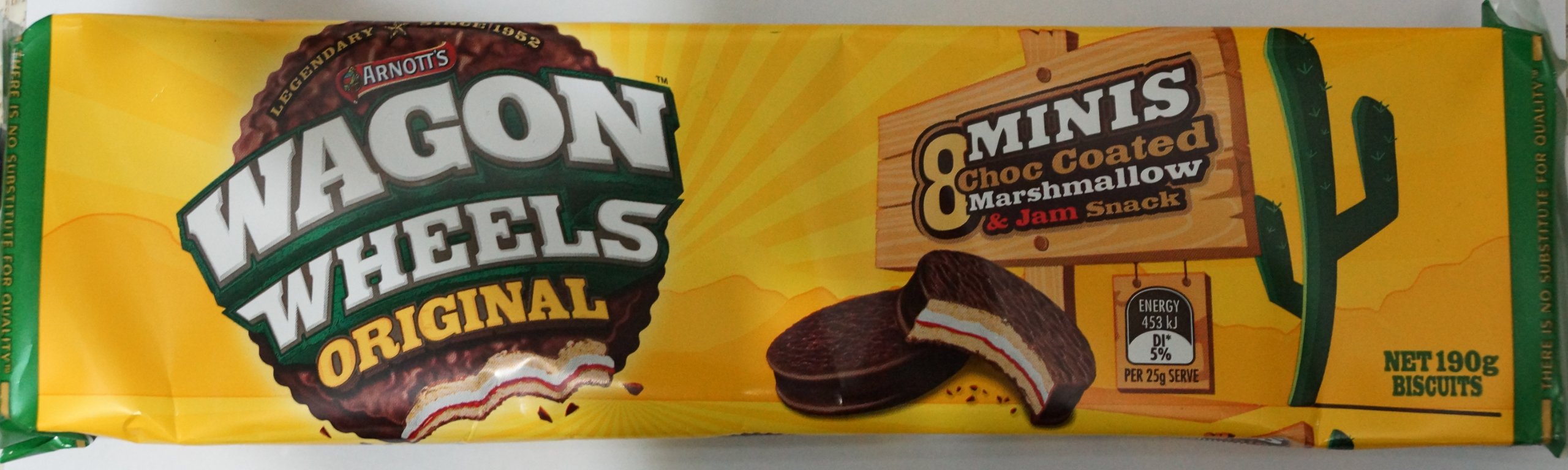 Arnott's Original Wagon Wheels 190g - Classic Australian Chocolate Biscuits for Snacking, Lunchboxes & Tea Time Treats
