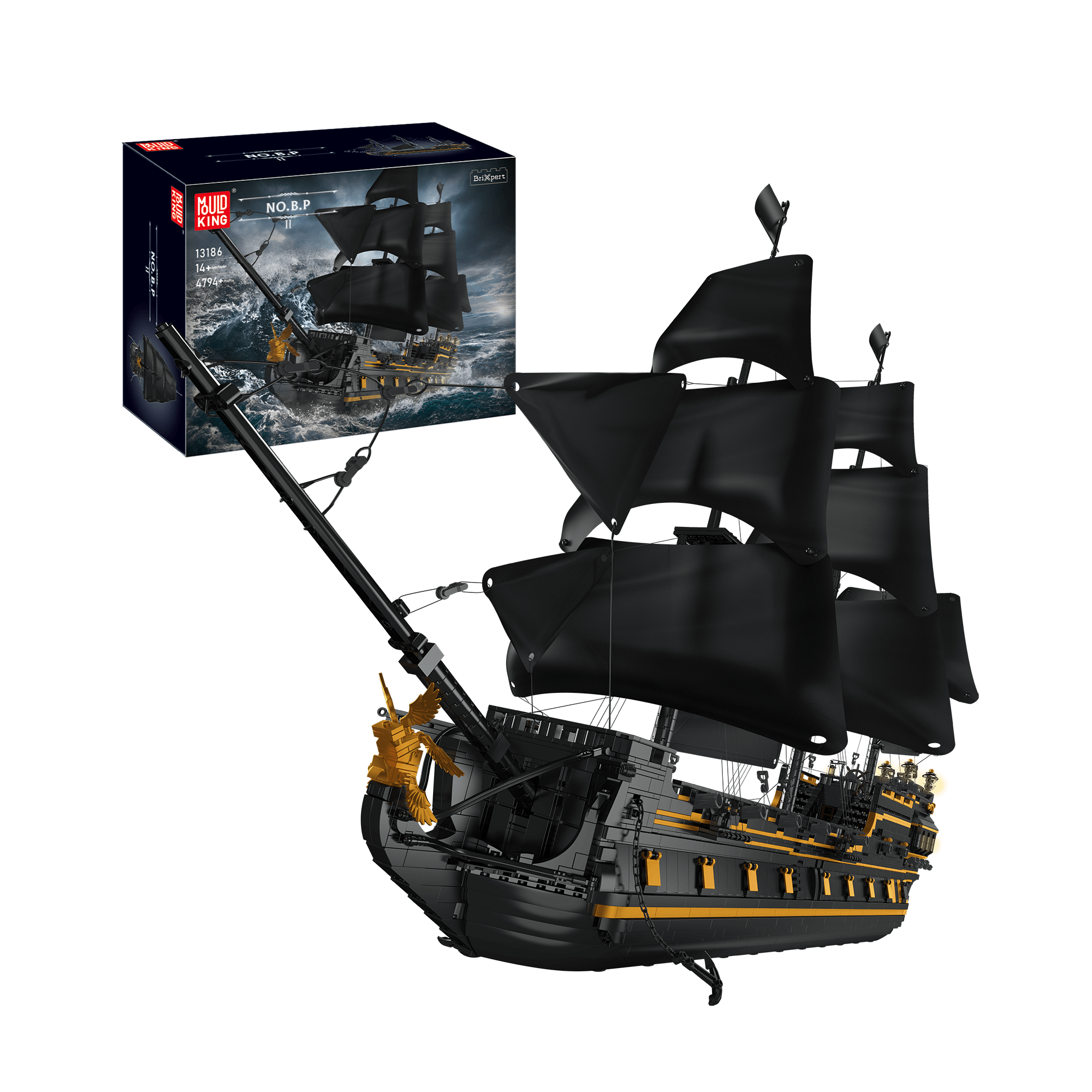 MOULD KING 13186 Black Pirate Ship Building Model Set - 4,794 PCS STEM Toy for Adults & Kids | Perfect for Collectors, Gift Giving & Creative Play