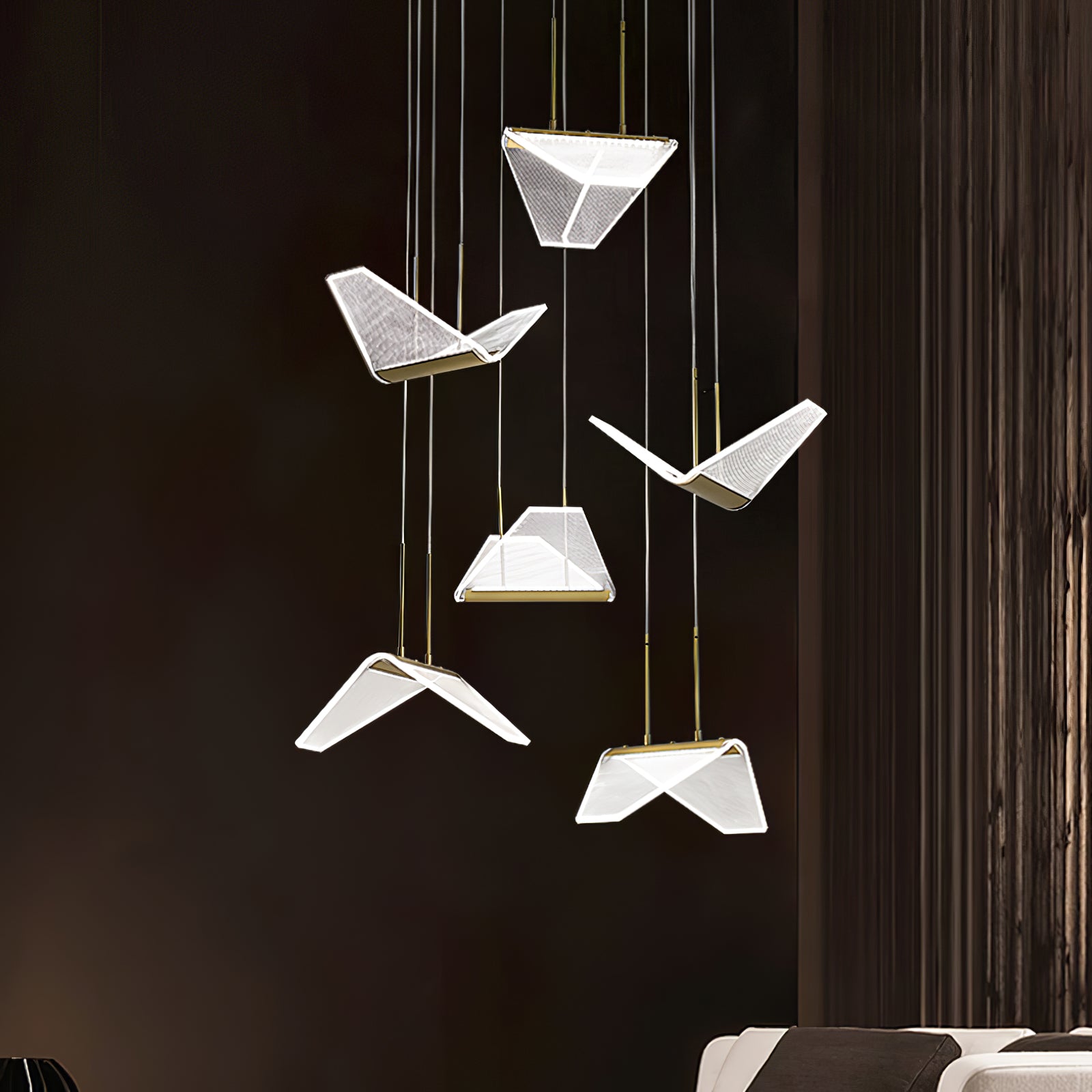 Modern Wing Pendant Light - Adjustable Hanging Chandelier for Kitchen Island, Dining Room & Bedroom - Sleek Scandinavian Design Ceiling Lamp