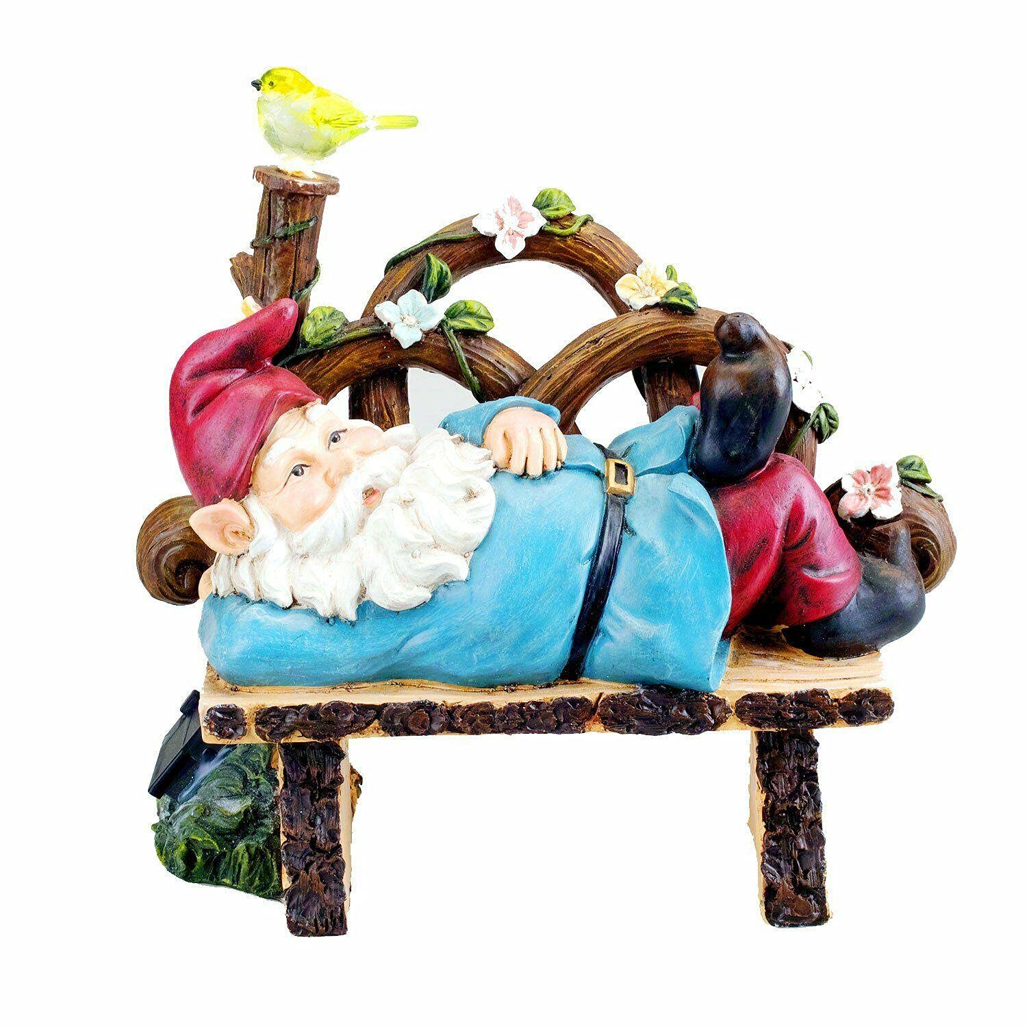 Solar Powered LED Garden Gnome Light - Outdoor Decorative Bench Lighting for Patio, Yard, Tiny House & Cabin Decor - Perfect for Nighttime Ambiance and Landscape Accents