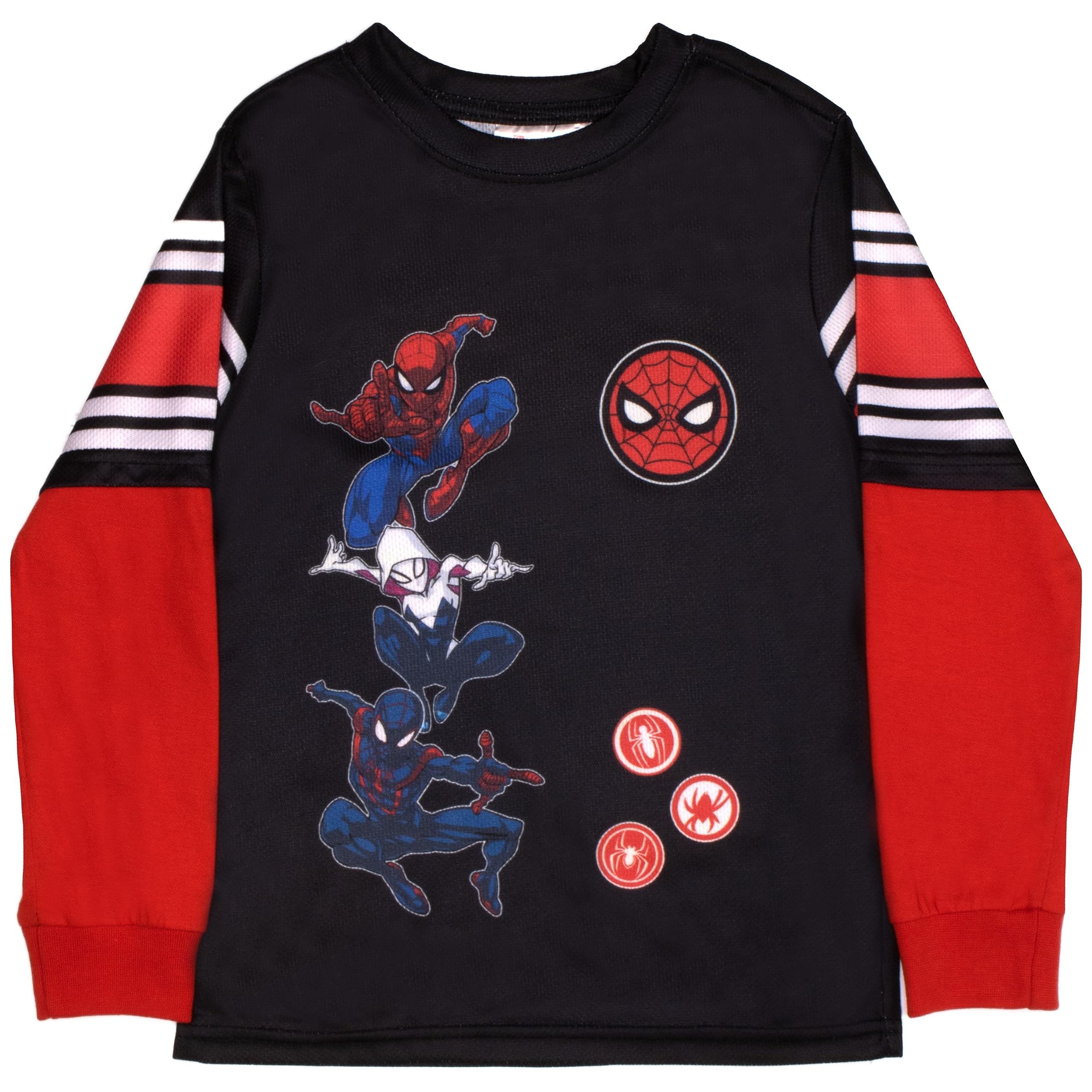 Marvel Avengers & Spider-Man Boys' 2-Piece Activewear Set - Long Sleeve Mesh T-Shirt & Pants Bundle | Superhero Costume for Kids, Halloween Dress Up & Daily Play