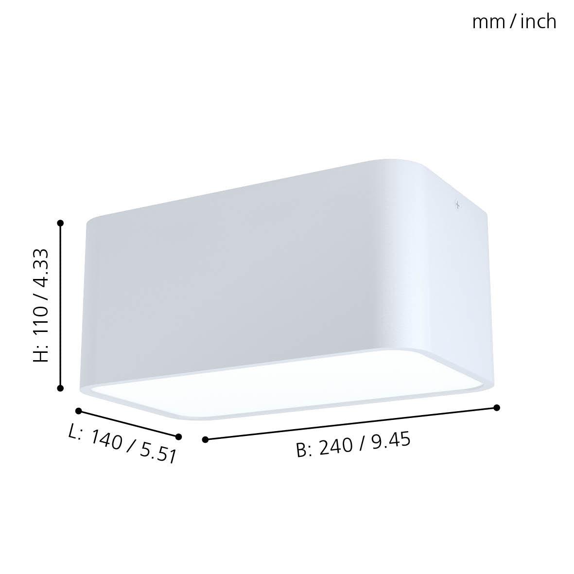 Eglo Grimasola Modern White Rectangular Flush Mount Ceiling Light Fixture - Perfect for Bedroom, Kitchen, Hallway & Office Lighting