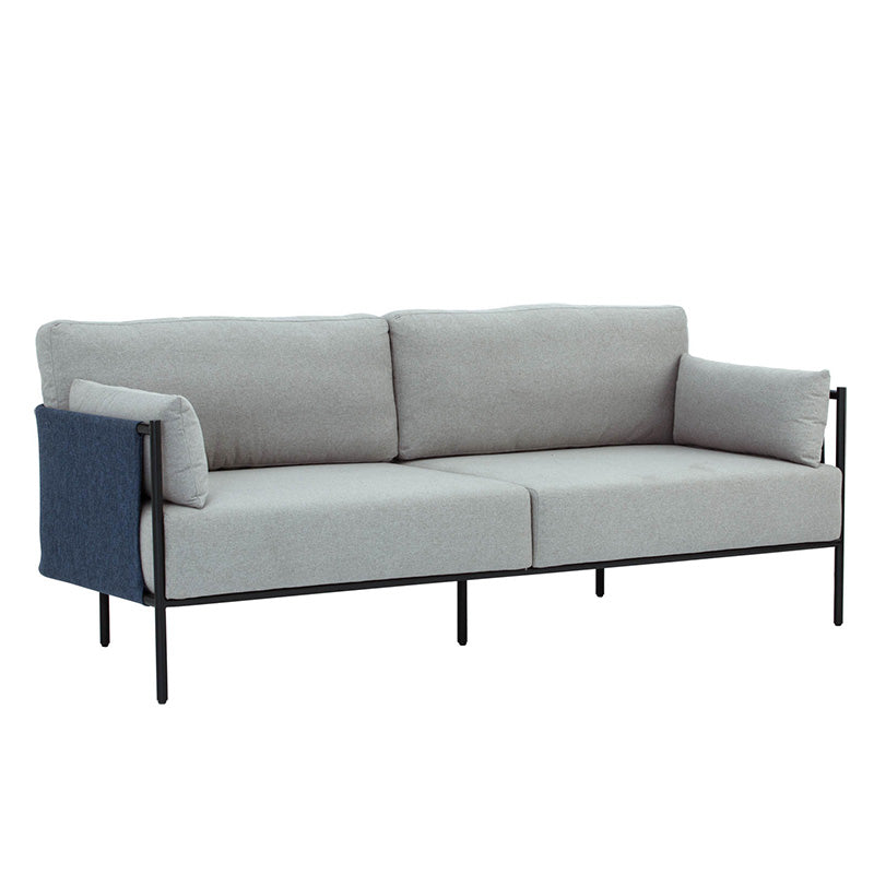 TREDIA 3-Seater Modern Sofa in Silver & Midnight Blue - Comfortable Living Room Couch for Small Spaces, Apartments and Cozy Home Decor