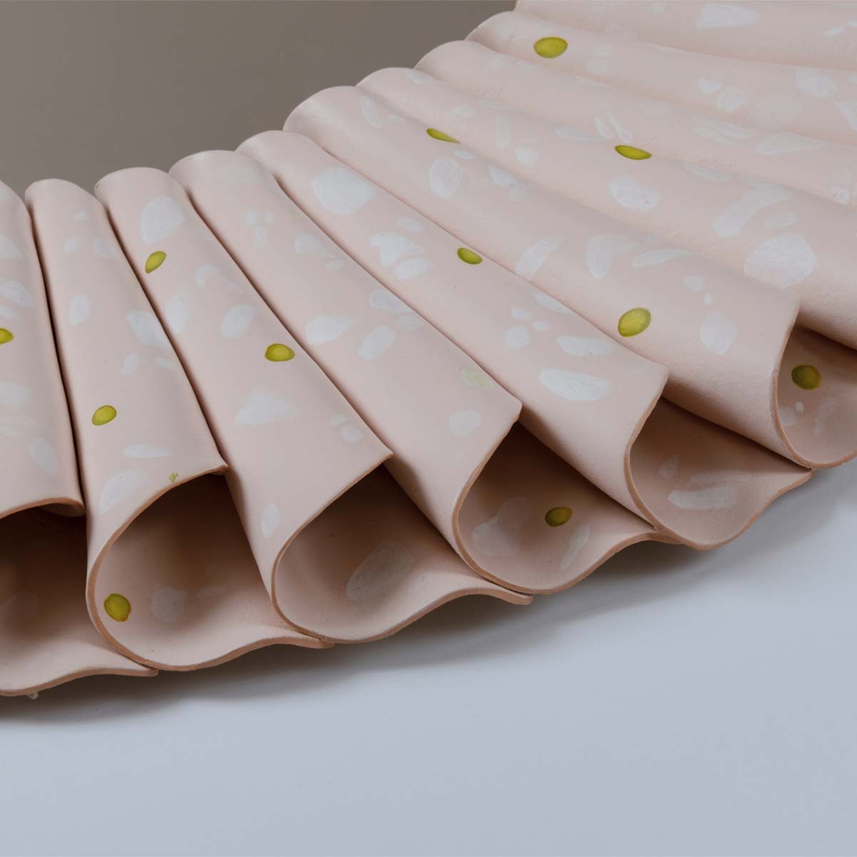 Handmade Mortadella Ceramic Sculpture Mirror - Unique Italian Salami-Inspired Wall Art for Kitchen Decor & Dining Room Aesthetic