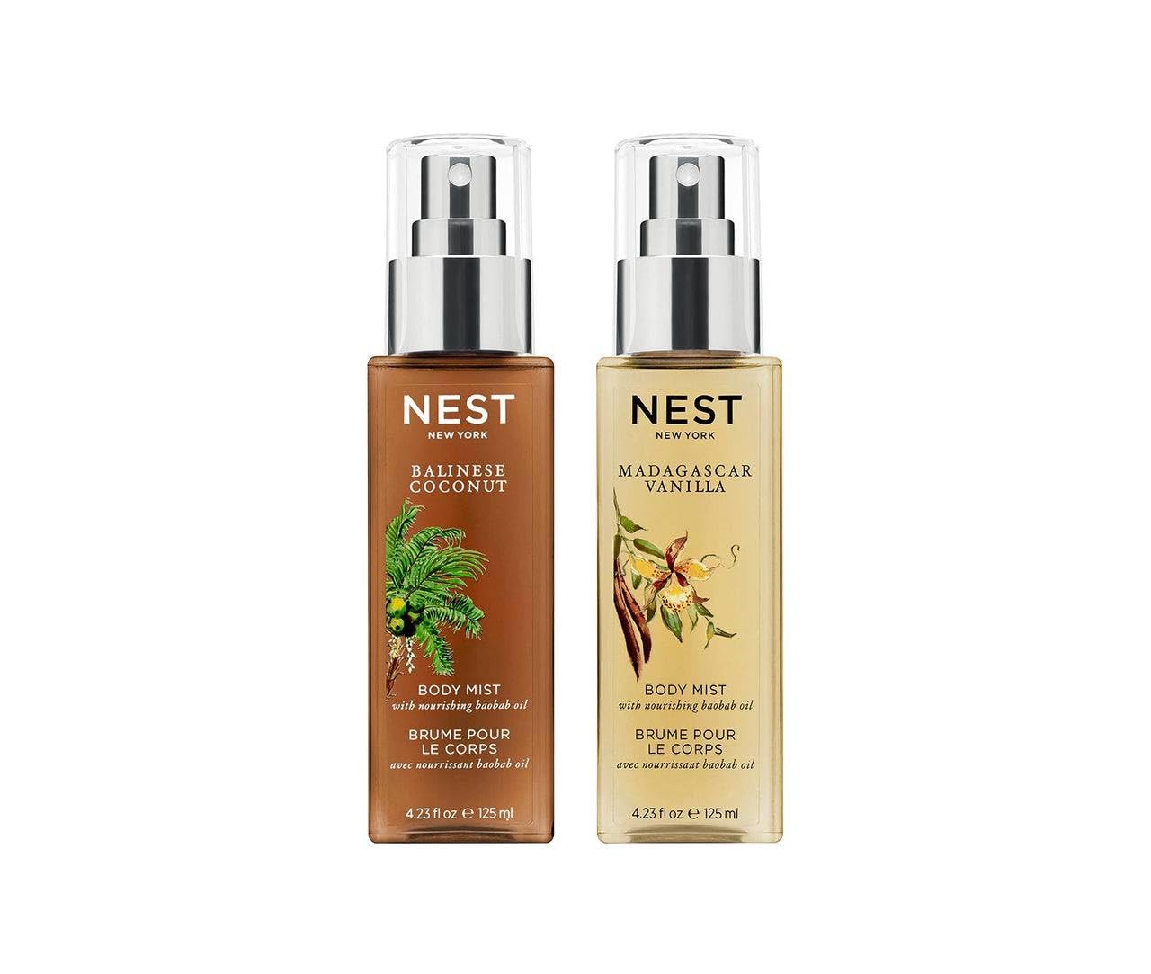 NEST New York Mist & Match Body Mist Layering Set - Balinese Coconut & Madagascar Vanilla Perfume Oil Body Mists for Women, Long-Lasting Fragrance Duo, Perfect for Daily Wear, Date Nights & Gift Giving