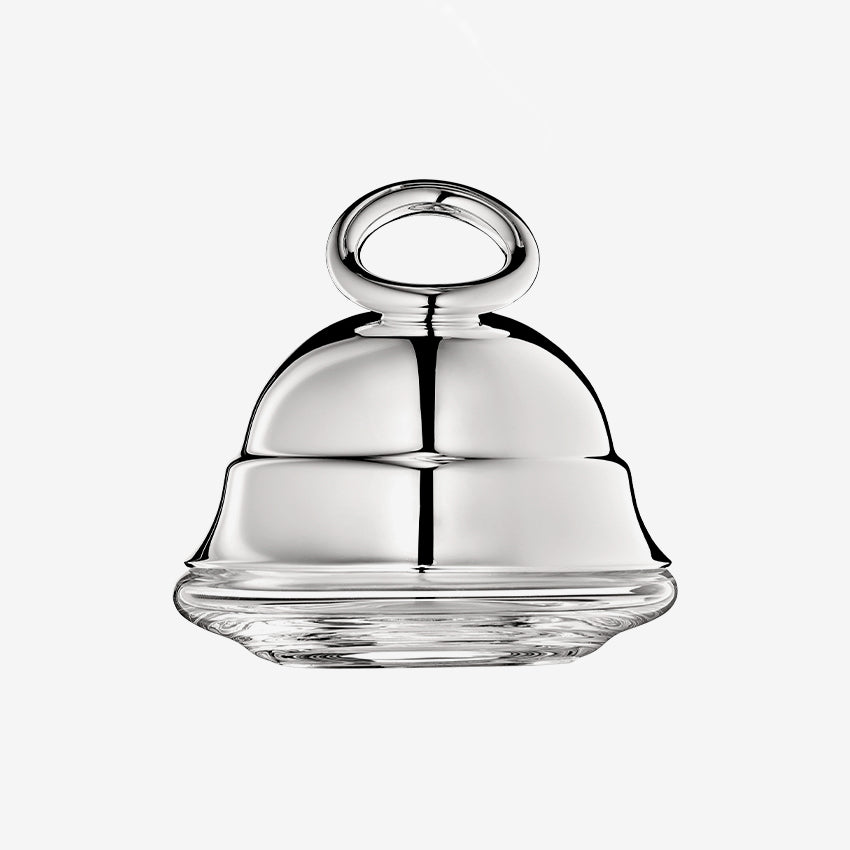 Christofle Vertigo Silver Plated Butter Dish with Lid - Elegant Dining Tableware for Breakfast, Brunch & Entertaining