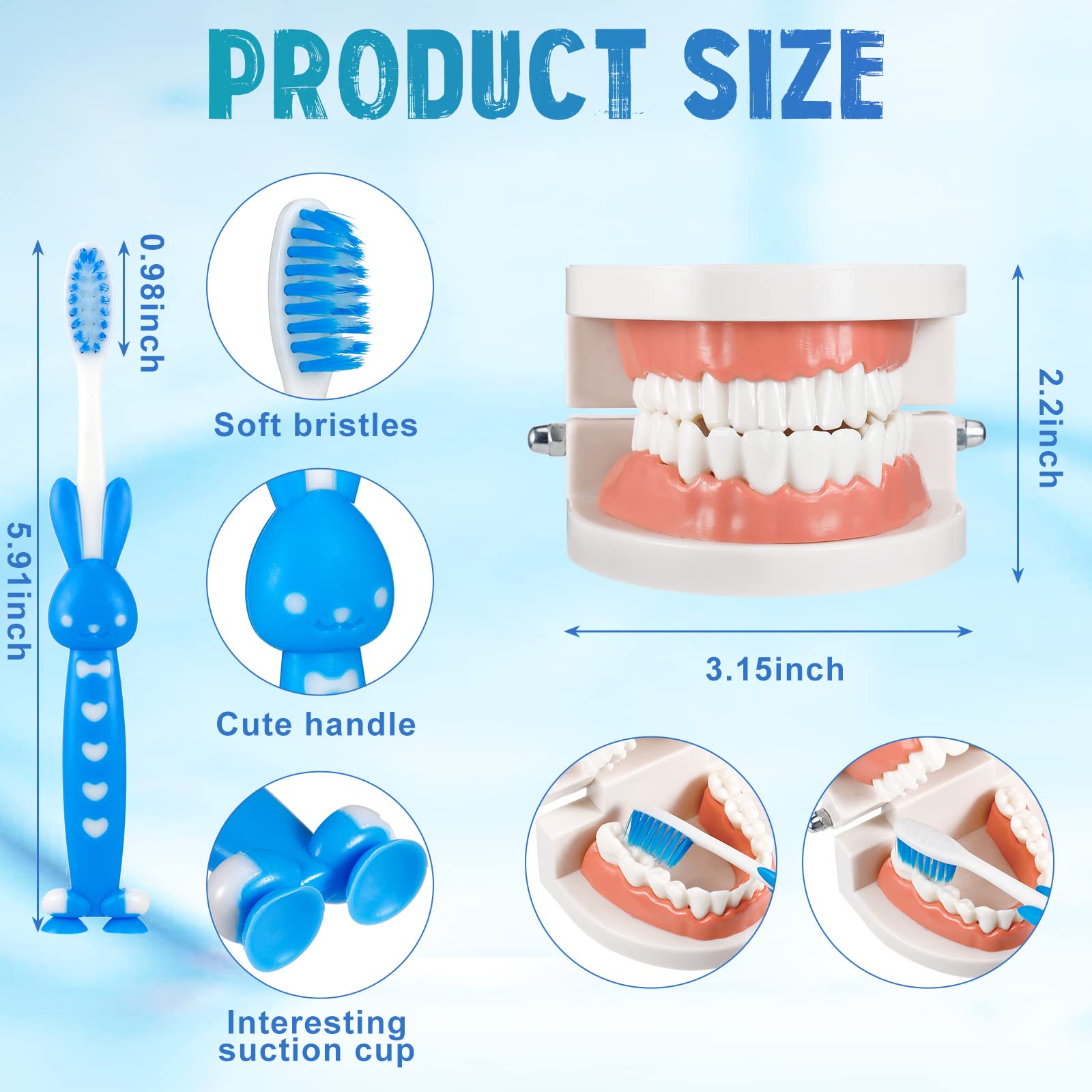 Skylety 4-Piece Kids Dentist Play Set with Dental Teeth Model, Toothbrush & Educational Cards - Standard Size Fake Braces for Child Dental Teaching & Role Play | Perfect for Classroom Demonstrations, Homeschool Learning & Pretend Play