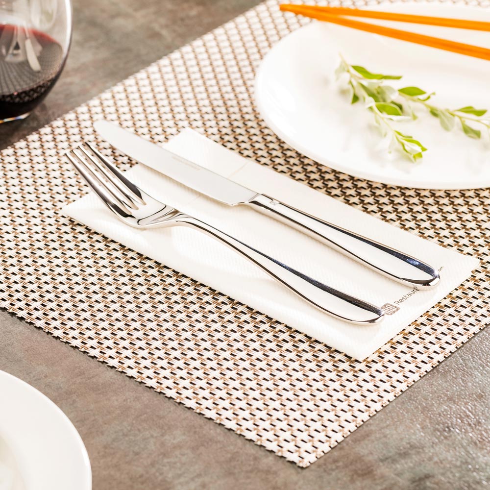 Amalfi Basketweave Limestone Vinyl Woven Placemats - Set of 6 (16