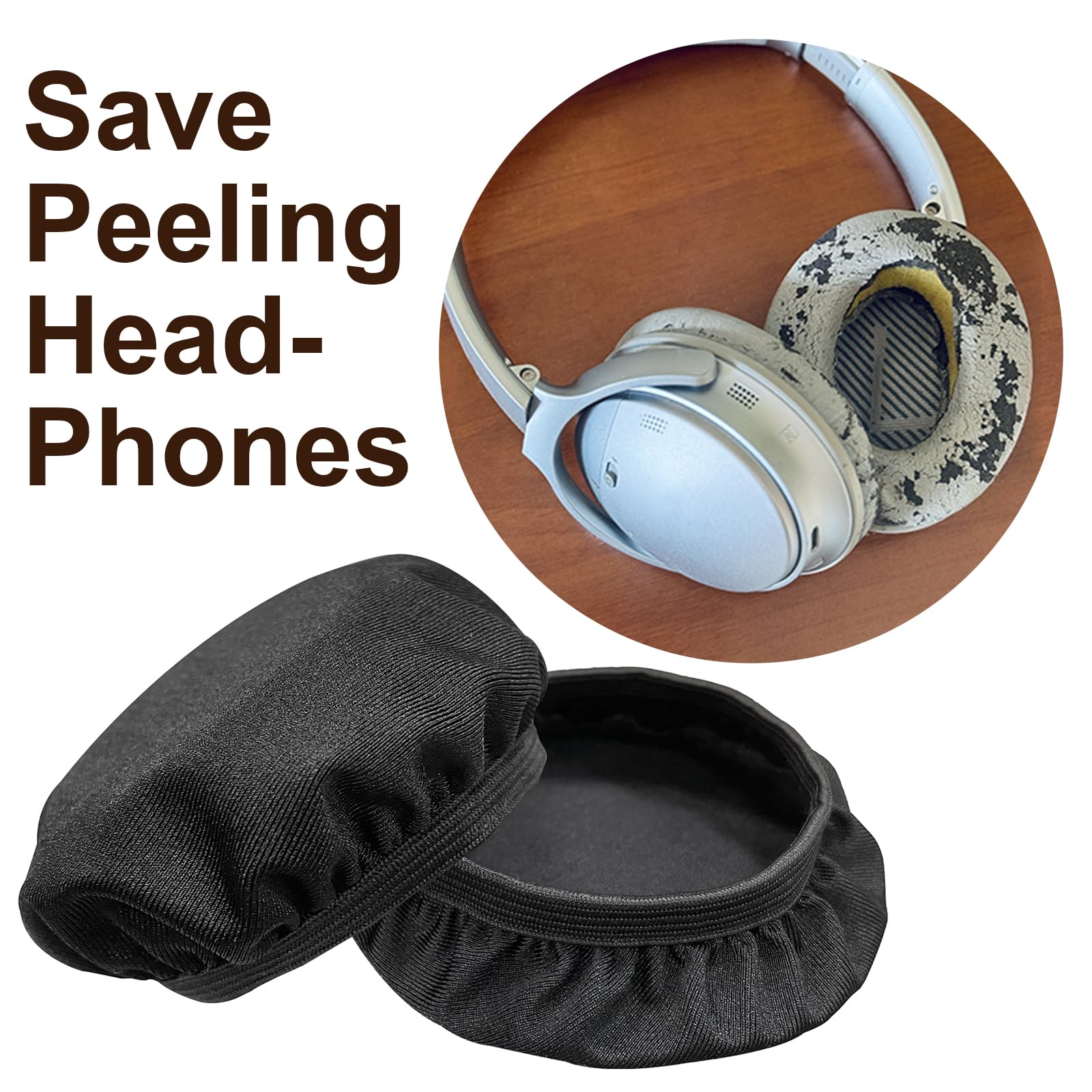 PChero Washable Stretchable Headphone Ear Pad Covers - 2 Pairs Replacement Earpad Cloth Covers for Over-Ear Headphones (Fits 3.5