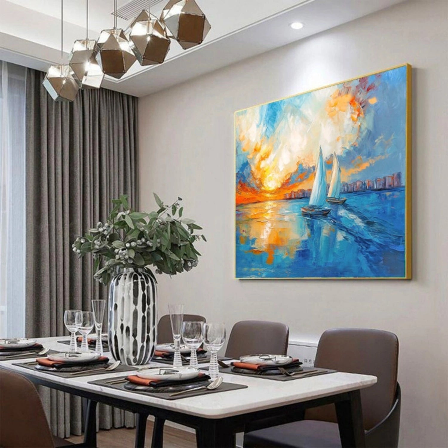 Ocean and Sky Painting #OS 225 - Stunning Seascape Wall Art for Home & Office Decor - Perfect for Living Room, Bedroom or Beach House
