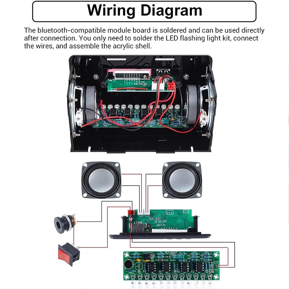DIY Bluetooth Speaker Kit with LED, FM Radio, USB & Digital Display - Soldering Practice Project for Home & Office Use | Perfect for STEM Learning & DIY Enthusiasts