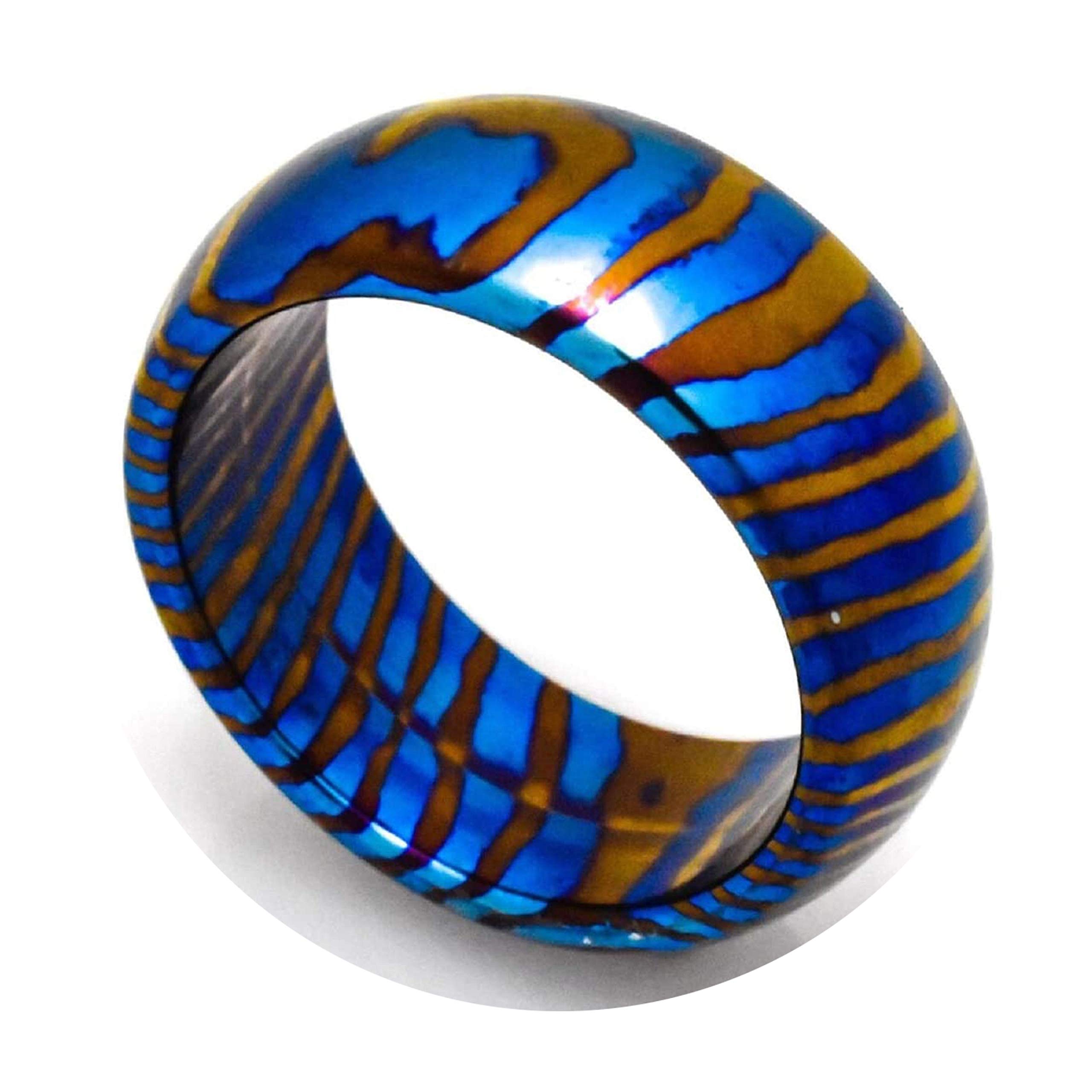 Handmade Damascus Steel Titanium Ring - KE-109-AT Custom Comfort Fit Wedding Band for Men & Women | Unisex Modern Statement Jewelry for Engagement, Wedding, Anniversary & Everyday Wear