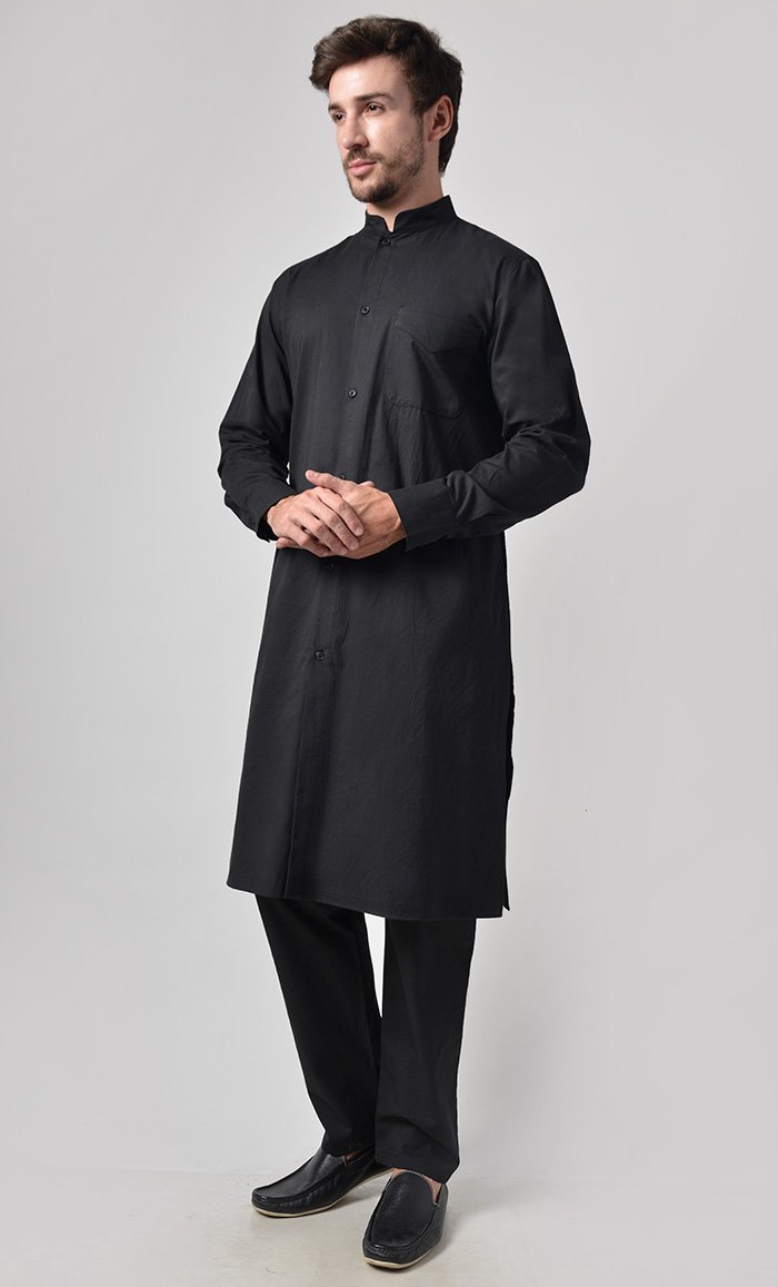 Men's Casual Button Down Cotton Tunic Set - Breathable & Comfortable Long Sleeve Shirt with Pants - Perfect for Work, Travel & Everyday Wear