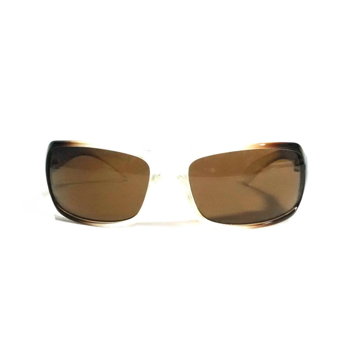 Brown & White Two-Tone Wraparound Sunglasses for Men & Women - Polarized UV Protection - Fashionable Retro Style for Driving, Beach & Outdoor Activities