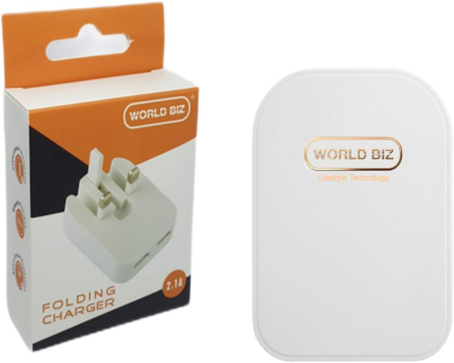 2-Port Foldable Dual USB Wall Charger 2.1A Fast Charging Adapter for iPhone 14/13/12/11/XS/XR/8/7/6, iPad Pro/Air/Mini, Samsung Galaxy - Compact Travel Charger for Home, Office & On-The-Go Use