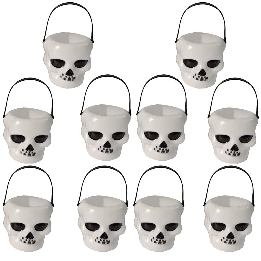10Pcs Mini Witch Skull Cauldron Halloween Candy Bucket - Plastic Trick or Treat Containers for Halloween Decorations, Witch Party Supplies, St Patrick's Day & Wizard Themed Events - Perfect for Candy Storage, Party Favors and Spooky Home Decor