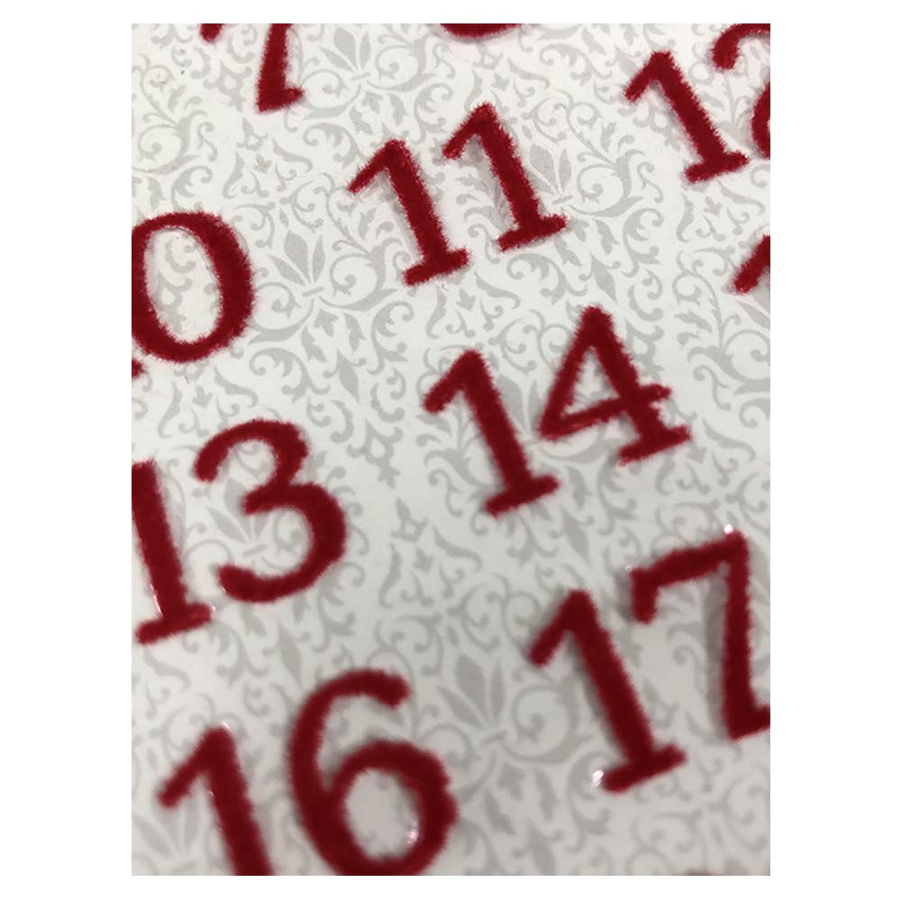 Flocked Red Number Stickers for Advent Calendar - Premium Christmas Countdown Decals | Perfect for DIY Holiday Crafts, Gift Wrapping & Festive Home Decor