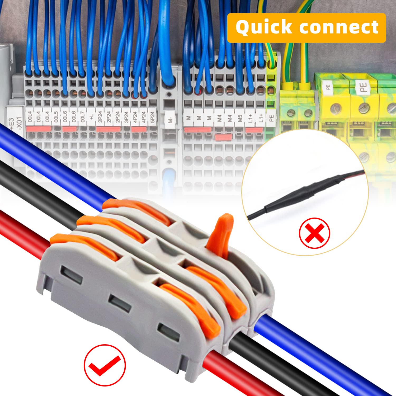 50 Pcs Compact Wire Connector Nuts for 28-12 AWG - 1 Conductor Electrical Splicing Connectors for Circuit Wiring | DIY Home Electrical Projects, Automotive Repairs & Appliance Maintenance