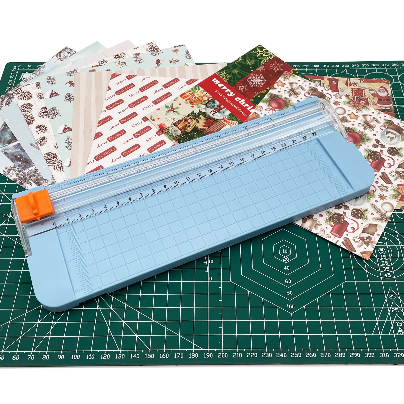 Professional A4 Paper Trimmer with Safety Guard & Side Ruler - Portable Straight Edge Cutter for Scrapbooking, Craft Paper, Photos, Labels, Cardstock (Blue) - Perfect for Office, School, and DIY Projects