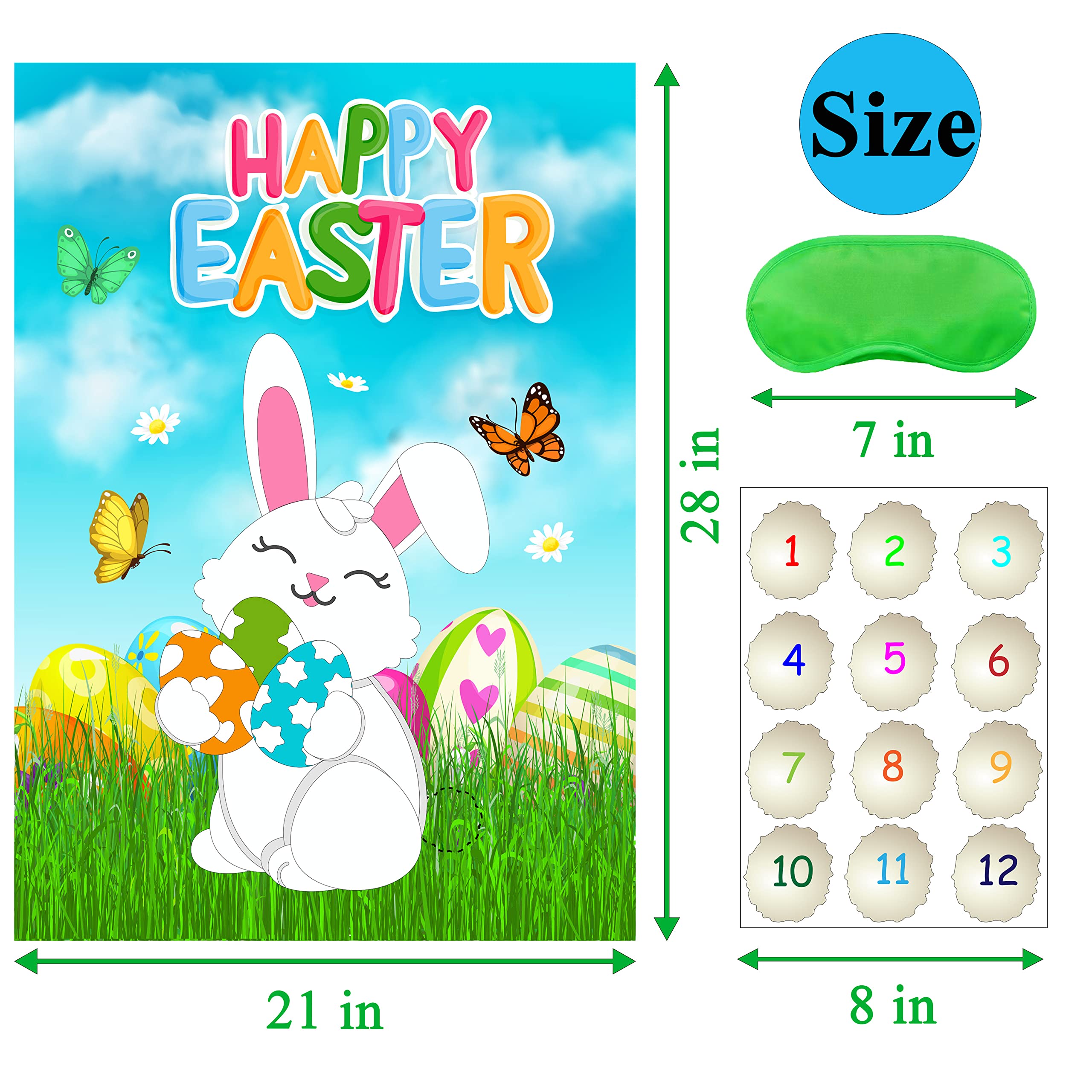 Pin The Tail on The Bunny Easter Game for Kids - Fun Easter Party Games with Reusable Stickers - Easter Rabbit Game & Egg Hunt Activities - Perfect for Easter Party Favors & Classroom Celebrations