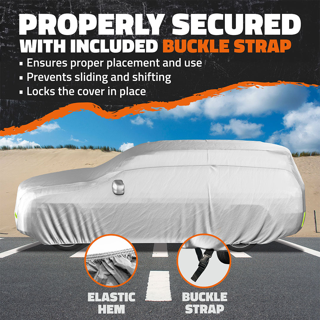 Premium Waterproof SUV Car Cover - Heavy Duty Polyester Material for All-Weather Protection - Ideal for Outdoor Parking & Long-Term Vehicle Storage