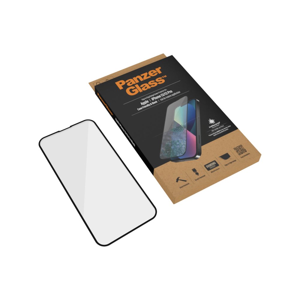 PanzerGlass Case-Friendly Black Screen Protector for iPhone 13 & iPhone 13 Pro - Ultra Clear HD Protection - Perfect for Everyday Use, Work & Travel