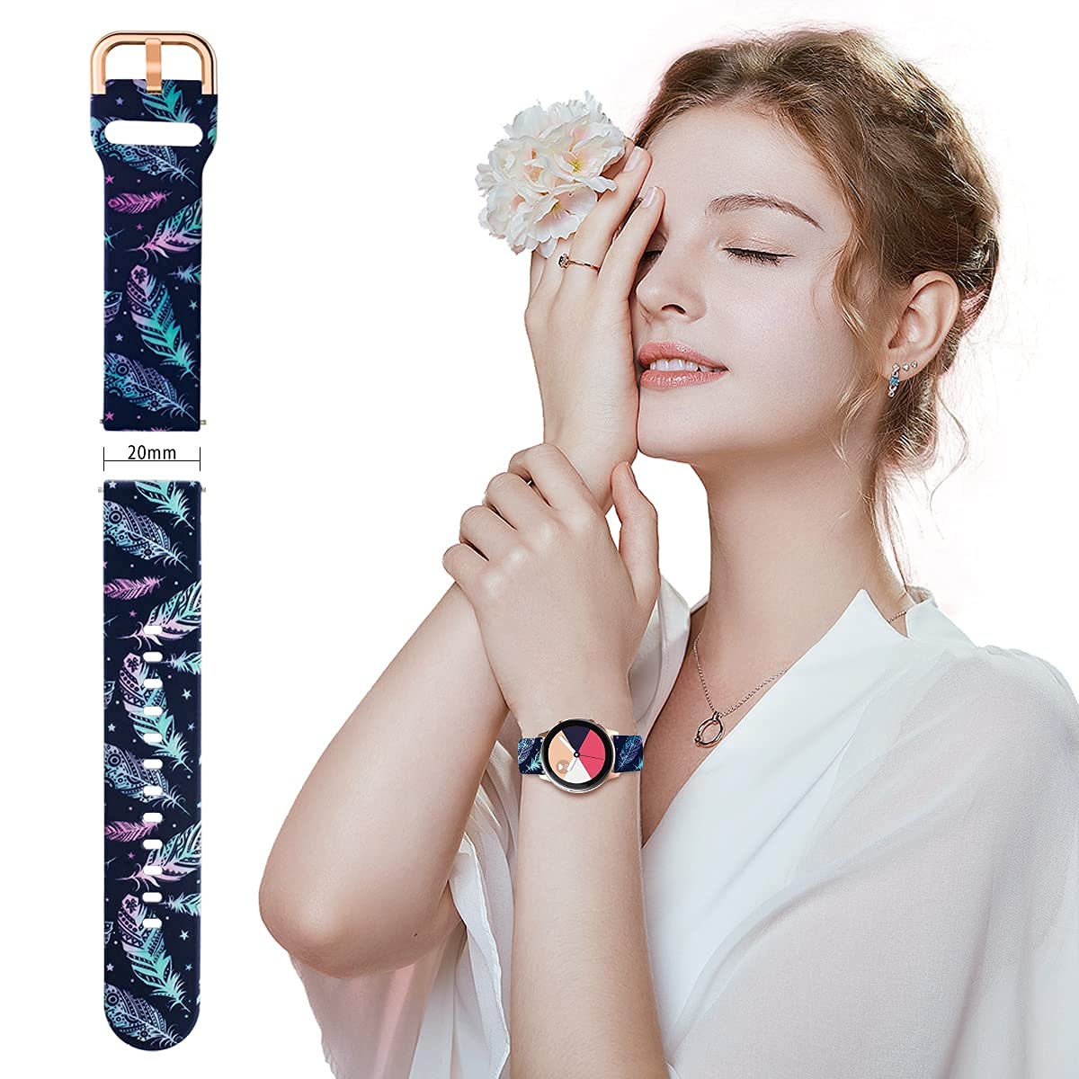 TOOLAIK 20mm Sports Watch Band Compatible with Samsung Galaxy Watch 6 Classic 47mm/43mm, Watch 5/5 Pro, Watch 4, Galaxy Watch 3 41mm & Active 2 40mm/44mm - Durable Silicone Wristband for Men & Women - Perfect for Running, Gym Workouts & Daily Wear