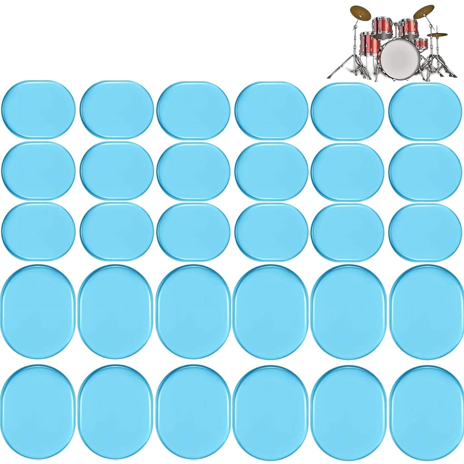 Miwayer 30 Pcs Drum Dampeners Gel Pads - Soft Silicone Drum Mute Pads for Tone Control & Noise Reduction - Blue (30 Pcs) - Perfect for Drum Kits, Cymbals, Practice Sessions & Live Performances