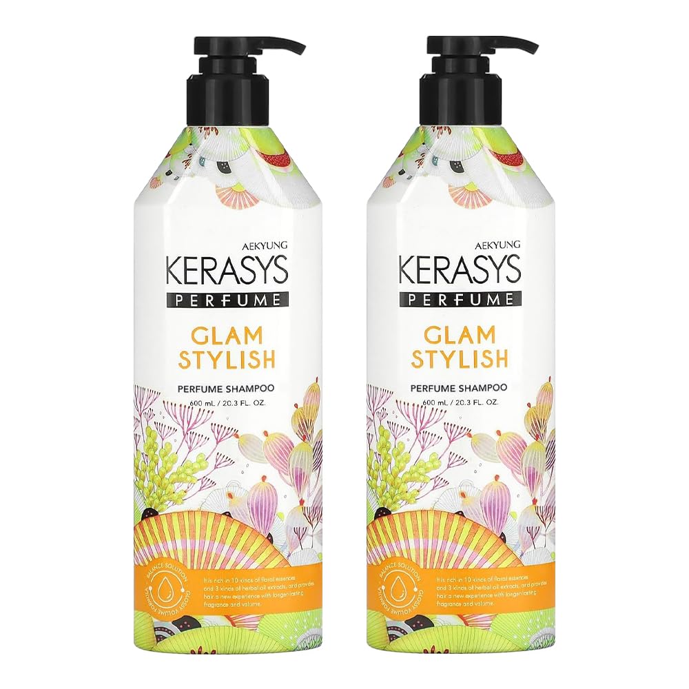 Kerasys Perfume Glam Stylish Shampoo 20.3 fl oz (600ml) 2-Pack - Volumizing & Hydrating Hair Care for Women - Perfect for Daily Use, Salon-Quality Results at Home