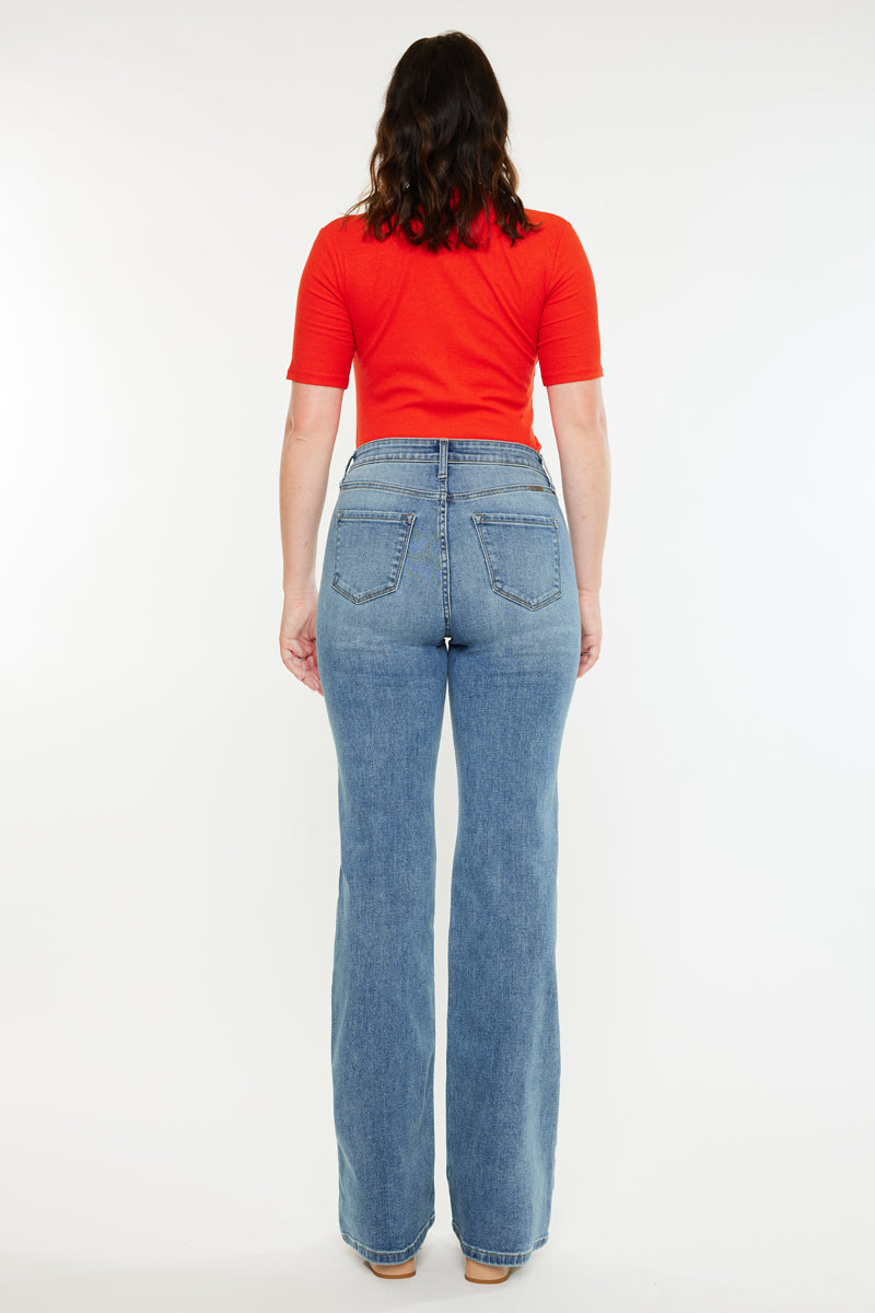Dulce High Rise Wide Flare Jeans for Women - Curvy Fit Stretch Denim Pants, Comfortable & Flattering Bootcut Jeans for Casual Wear and Night Out