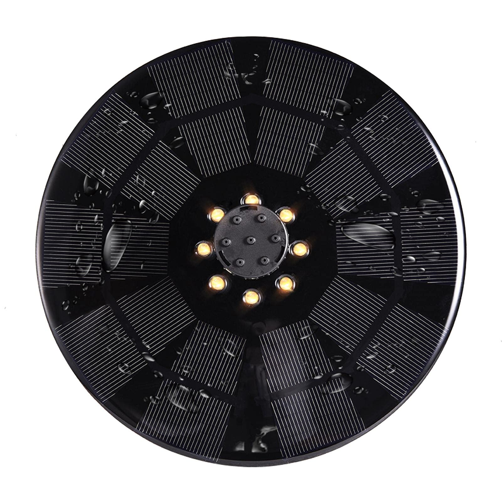 3W Solar Powered Fountain Pump with LED Lights - 8 Adjustable Water Styles for Bird Baths, Ponds, Gardens & Swimming Pools | Outdoor Decoration & Relaxation Water Feature