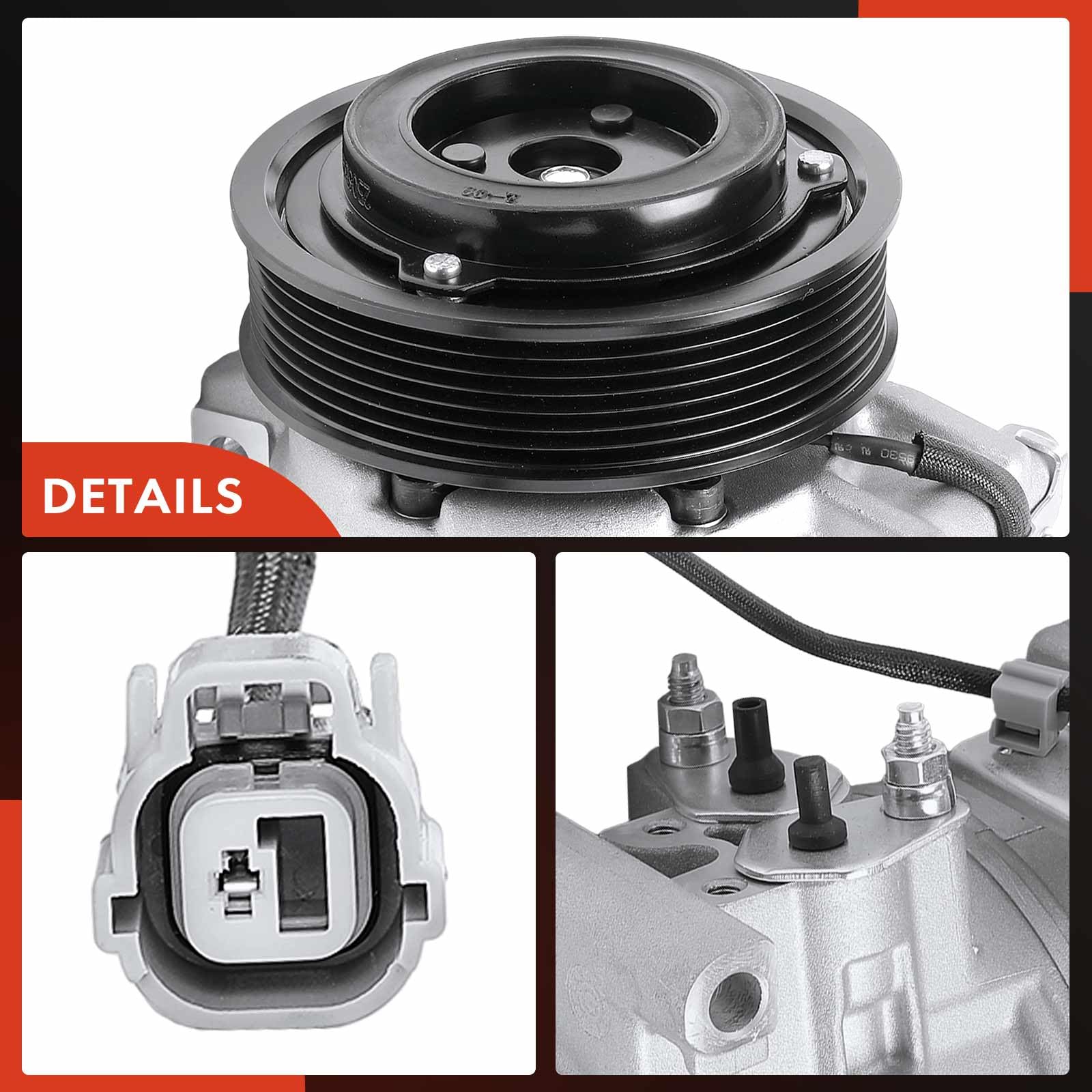Premium AC Compressor with Clutch for 2003-2011 Honda Element 2.4L - High Performance Replacement Part for Smooth Cooling in Summer Driving