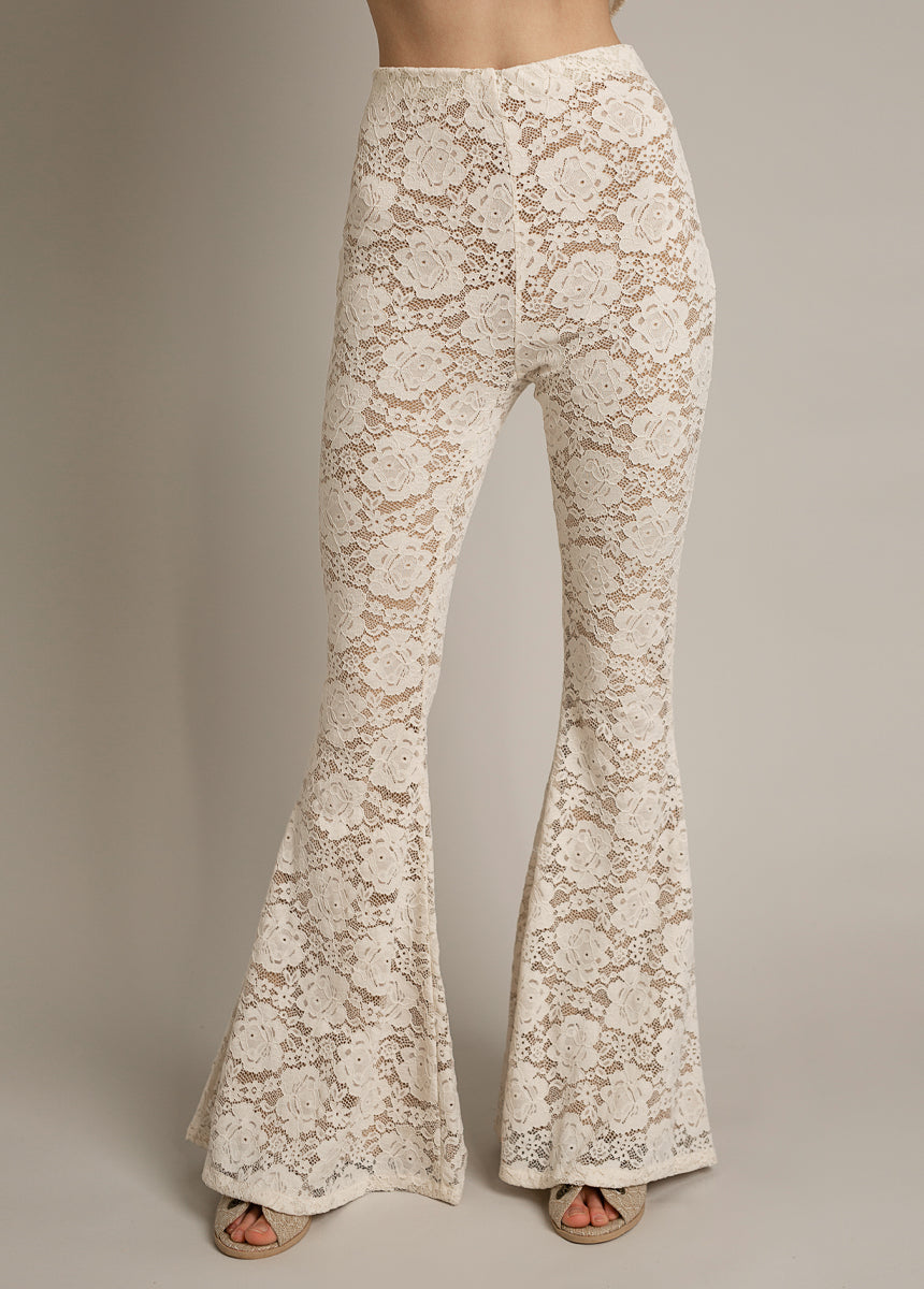 Cream Abril Pants for Women - Comfortable High-Waisted Trousers for Office, Travel & Casual Wear | Plus Size Options Available