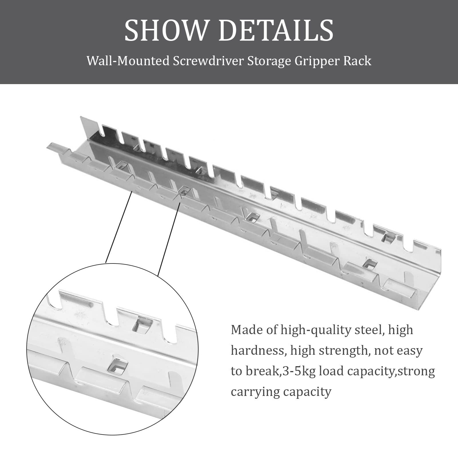 Wall Mount Screwdriver Organizer - Heavy Duty Wall-Mounted Tool Storage Rack with Hooks for Garage, Workshop & DIY Projects | Perfect for Organizing Screwdrivers, Wrenches & Hardware Tools