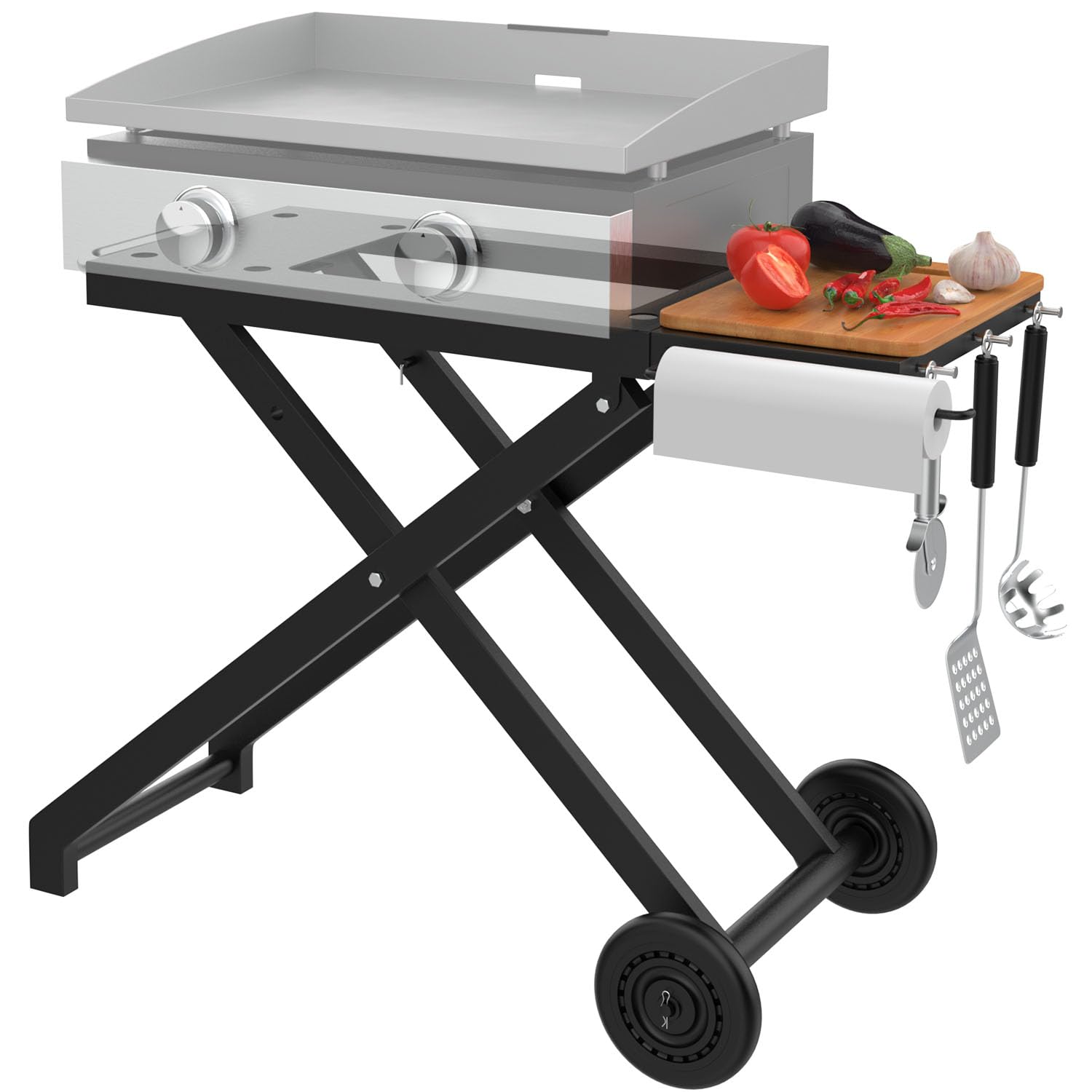 Heavy-Duty Foldable Griddle Stand for Blackstone 22 & 17 Inch Tabletop Grill - Portable Griddle Table with Wheels for Outdoor Cooking, Camping, BBQ & Tailgating - Perfect Grill Replacement Part & Dining Cart for Backyard, Patio & Picnic Use