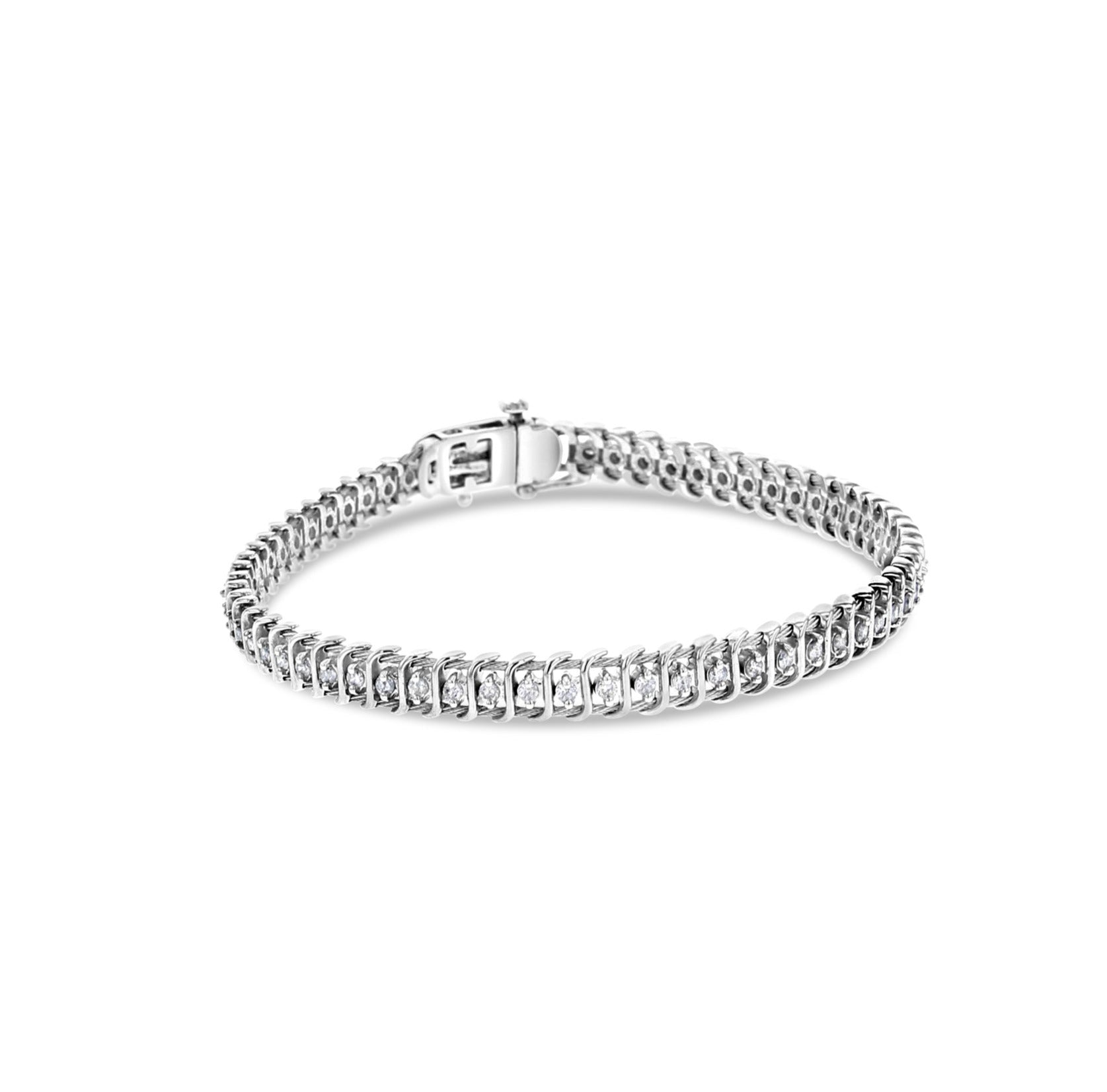 1 Carat Diamond Tennis Bracelet in 14K White Gold - Elegant Wire Style for Women, Perfect for Weddings, Anniversaries & Special Occasions