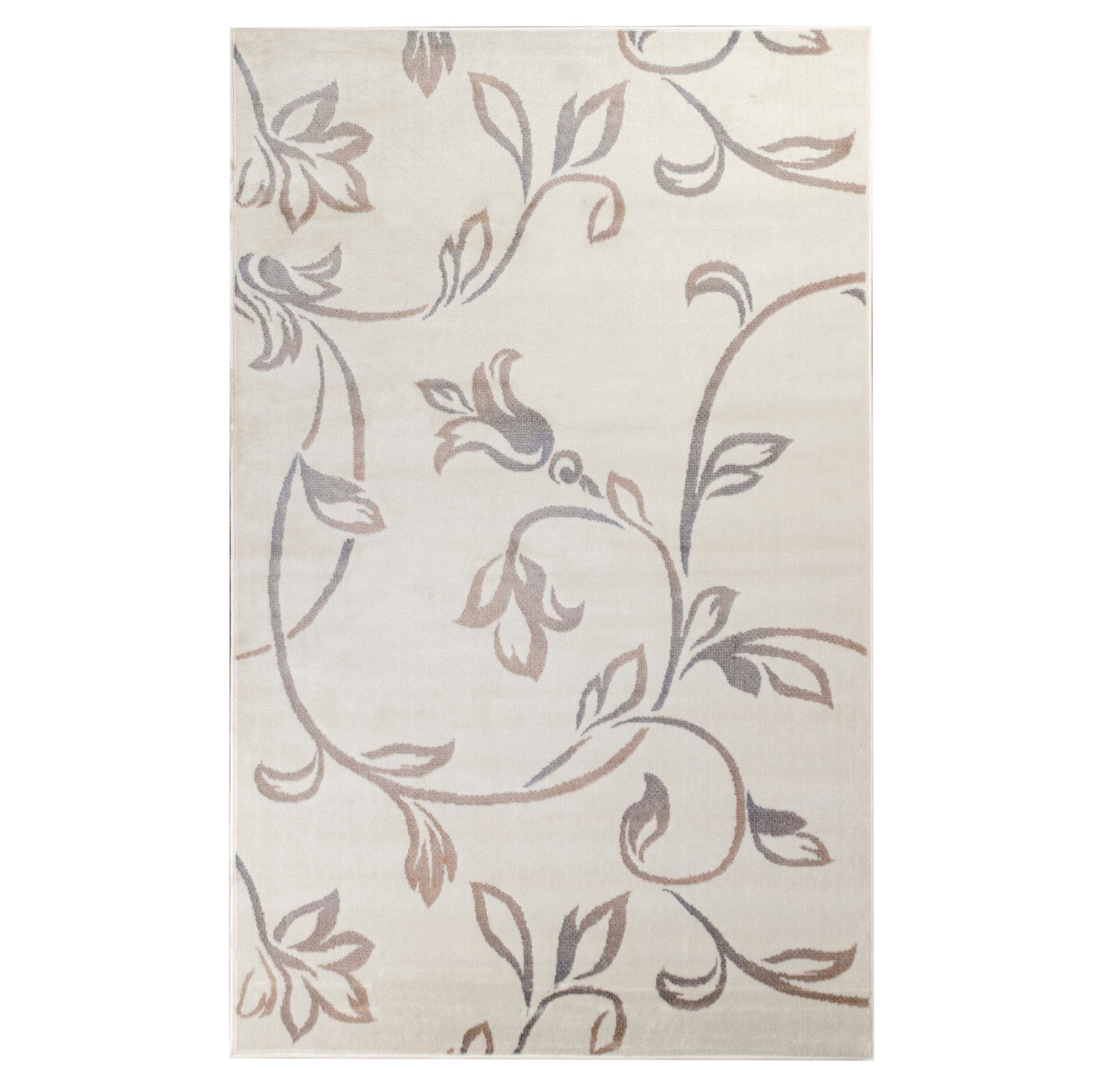 Vines Floral Scrolling Rustic Indoor Area Rug - Non-Slip Bohemian Decor Rug for Living Room, Bedroom, Nursery | Soft & Durable Home Decor