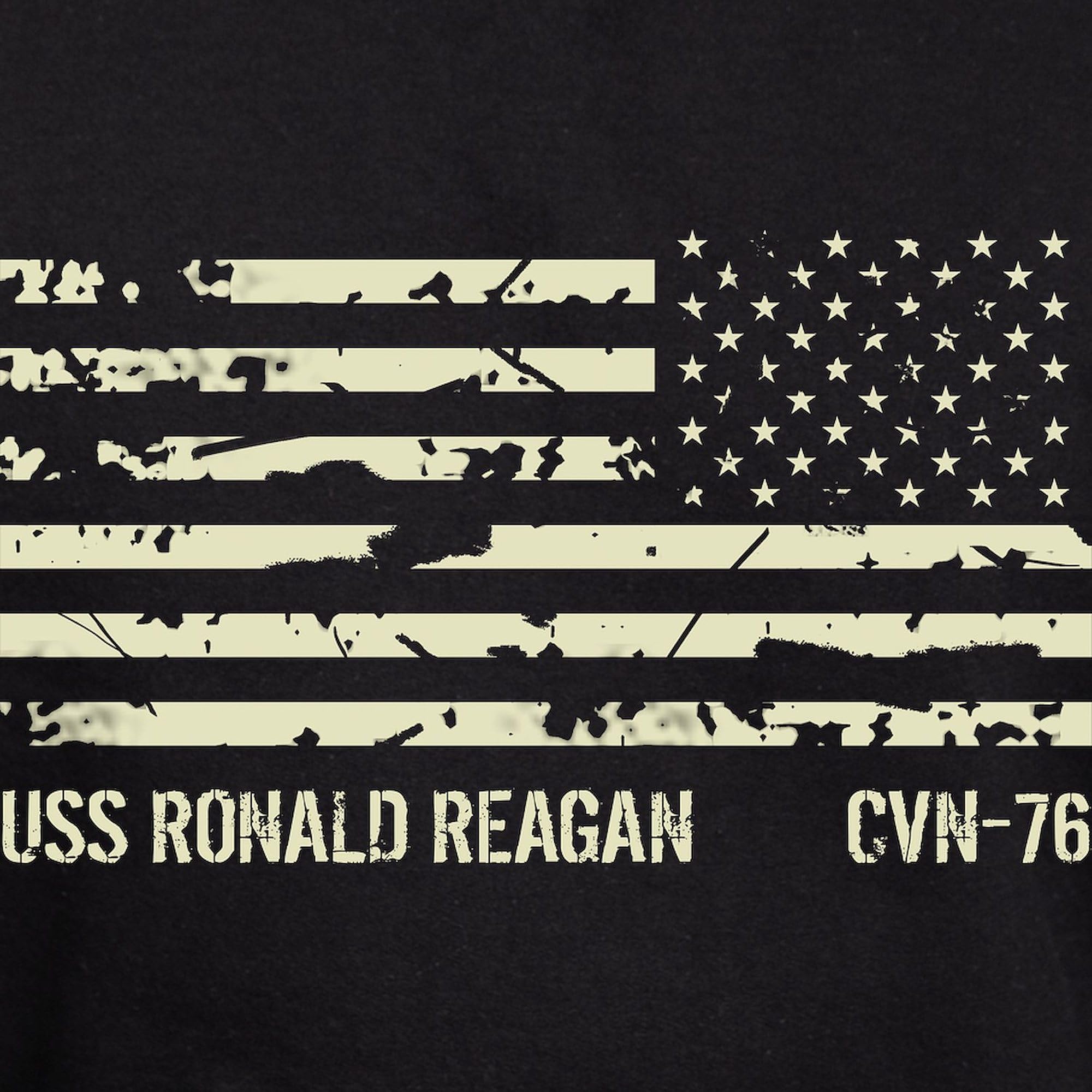USS Ronald Reagan Hoodie for Men - Dark Navy Blue Regular Fit Pullover Sweatshirt | Military Apparel, Veteran Gifts, Patriotic Clothing for Casual Wear & Navy Pride