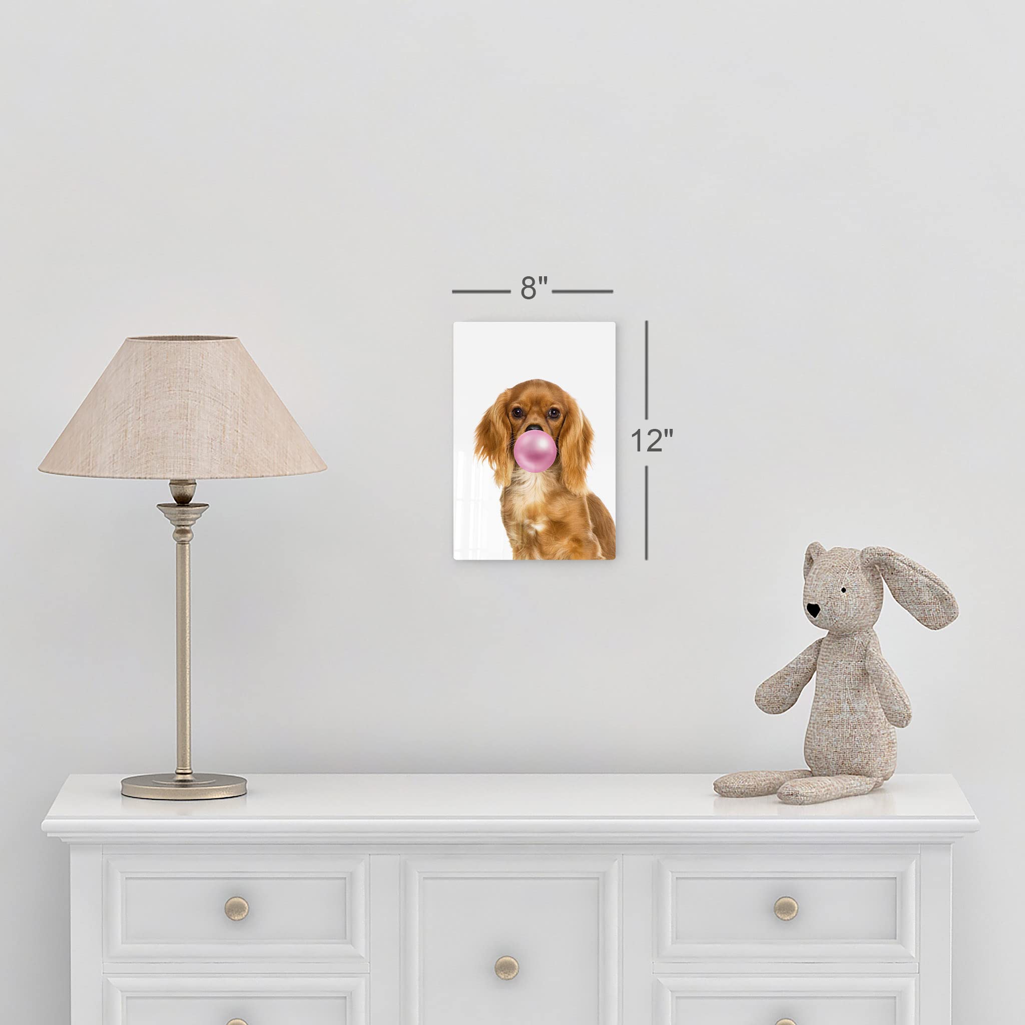 Cavalier King Charles Spaniel Dog Chewing Bubble Gum - Pop Art Metal Wall Print - Pet Lover Gift for Living Room, Bedroom, Nursery Decor (40x30 Inches) - Fun & Playful Animal Art for Dog Owners & Kids