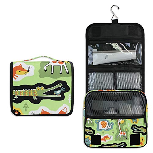 Waterproof Hanging Travel Toiletry Bag for Women - Wildlife Animals Cartoon Cosmetic Organizer | Perfect for Camping, Gym & Vacation Trips