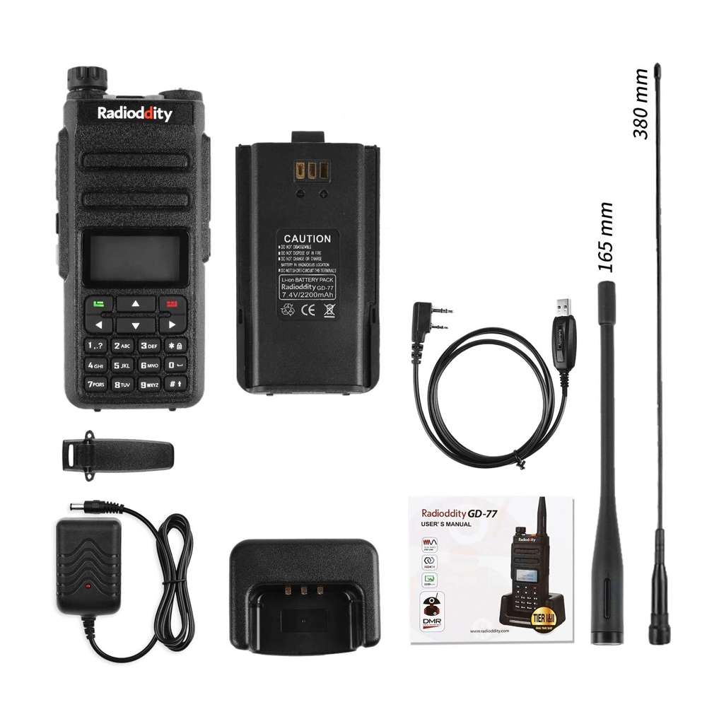 GD 77 DMR Digital Two-Way Radio with Programming Cable & Waterproof Speaker Mic - Long Range Walkie Talkie for Outdoor Adventures, Construction Sites, and Emergency Communication [DISCONTINUED]