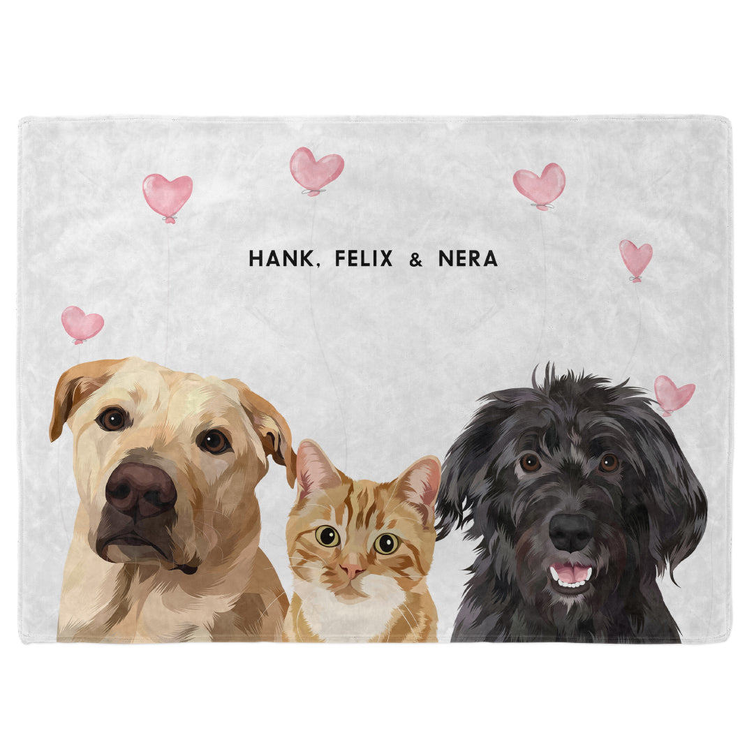 Valentine's Day Pet Face Blanket for Dogs, Cats & Small Animals - Cozy Fleece Throw for Cuddling on Couches, Beds & Sofas