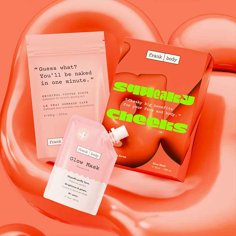 Frank Body Squeaky Cheeks Gift Set - Organic Face Cleanser & Exfoliator Kit for Glowing Skin | Perfect for Daily Skincare Routine & Spa Day at Home