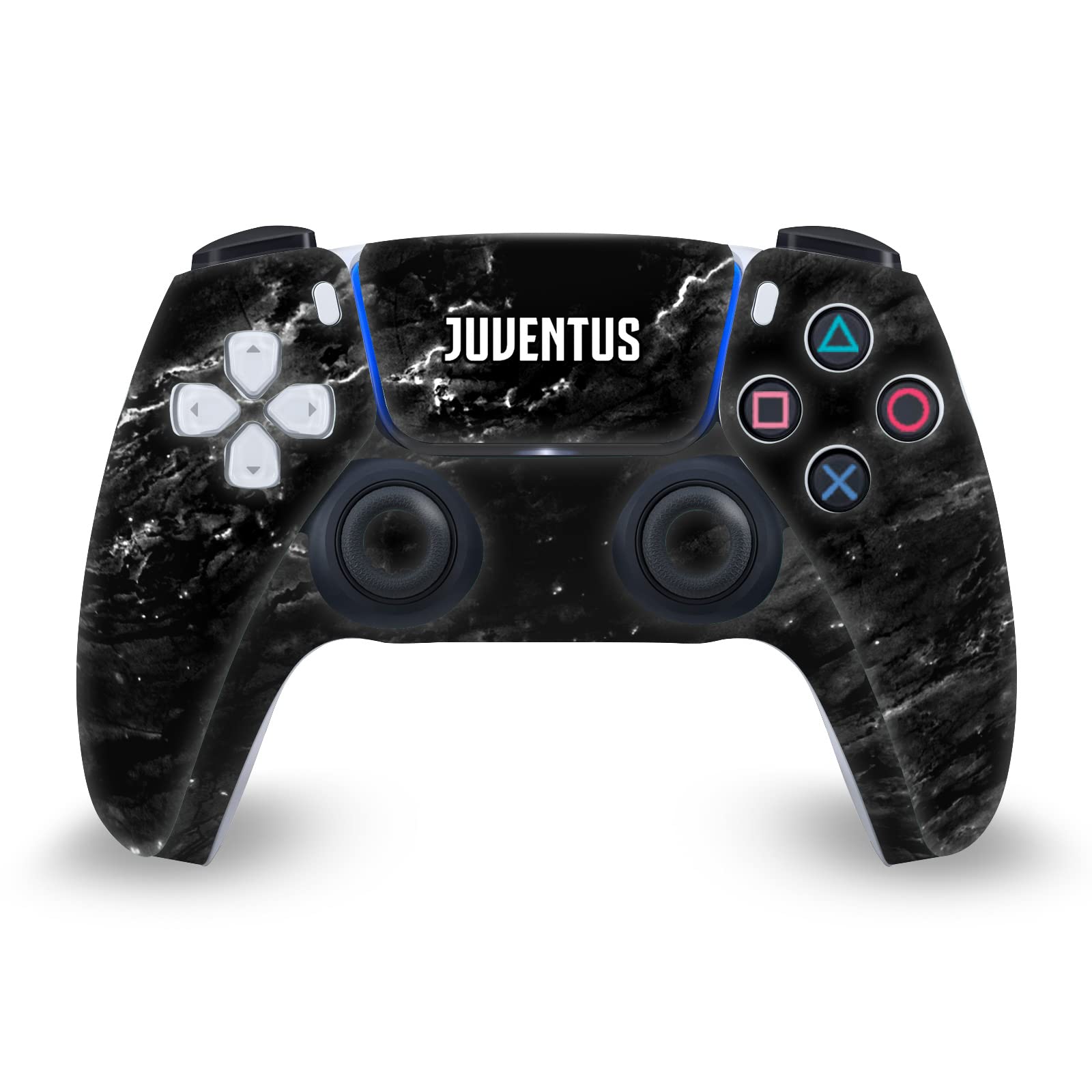 Official Juventus FC Licensed Black Marble Art Vinyl Skin & Front Plate Sticker - Compatible with Sony PS5 Digital & DualSense Controller - Gaming & Home Decor Accessory