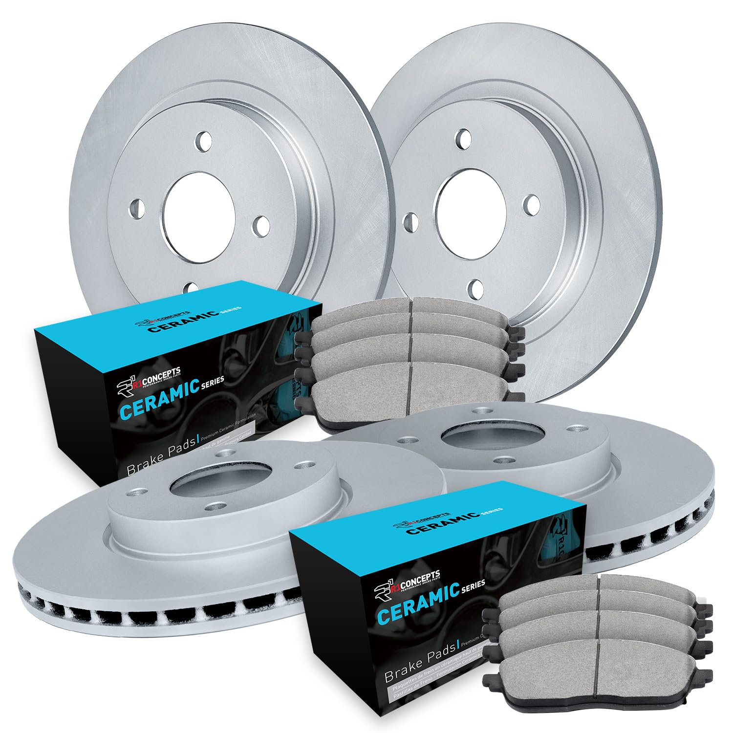 R1 Concepts Premium Front & Rear Brake Kit - Ceramic Brake Pads & Rotors for 2002-2005 Hyundai Elantra | High-Performance Braking System for Daily Commute & City Driving