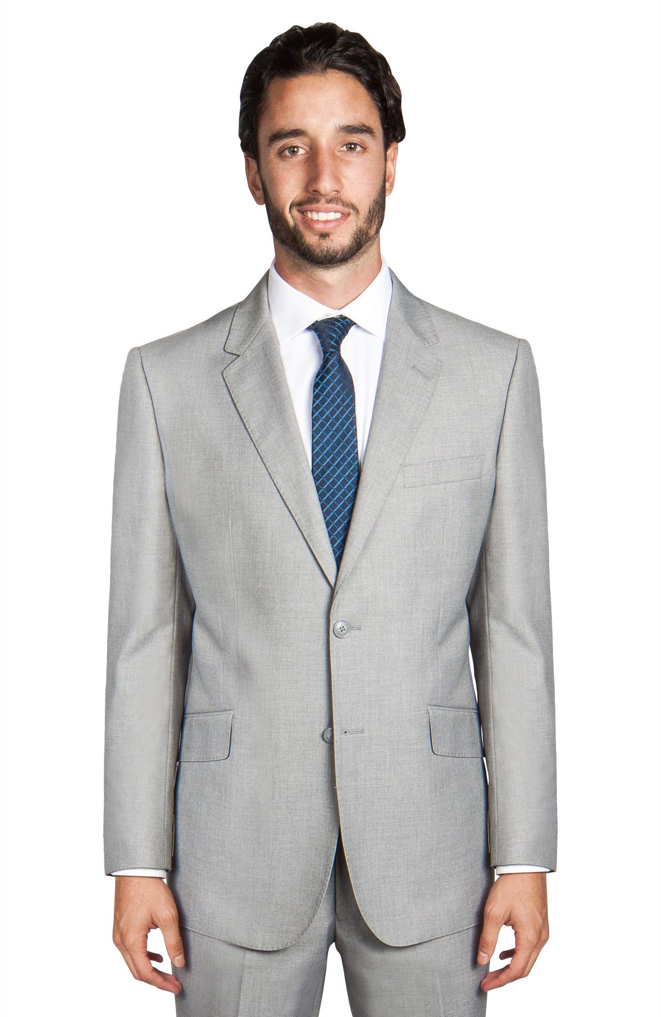 Modern Fit 2-Piece Italian Wool Suit for Men - Slim Fit Blazer & Dress Pants Set - Business Formal Attire for Weddings, Office & Special Occasions