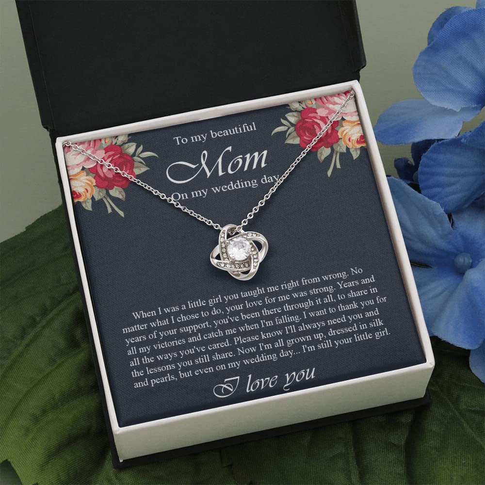 Mom of Bride Necklace - Love Knot Pendant with Gift Box for Weddings & Mother's Day