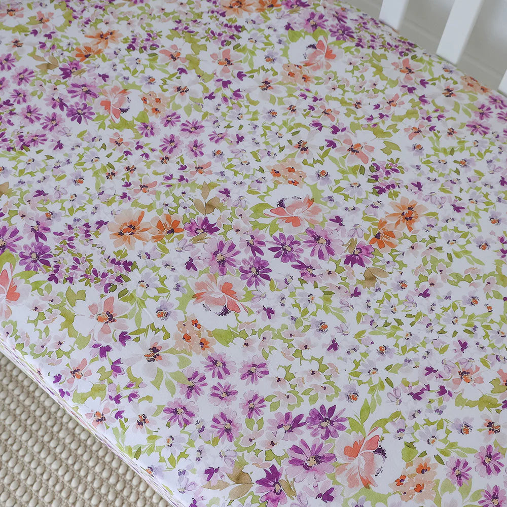 Organic Fitted Jersey Cotton Crib Sheet for Baby - Soft & Breathable Nursery Bedding - Perfect for Cozy Naps & Safe Sleep (Isla Design)